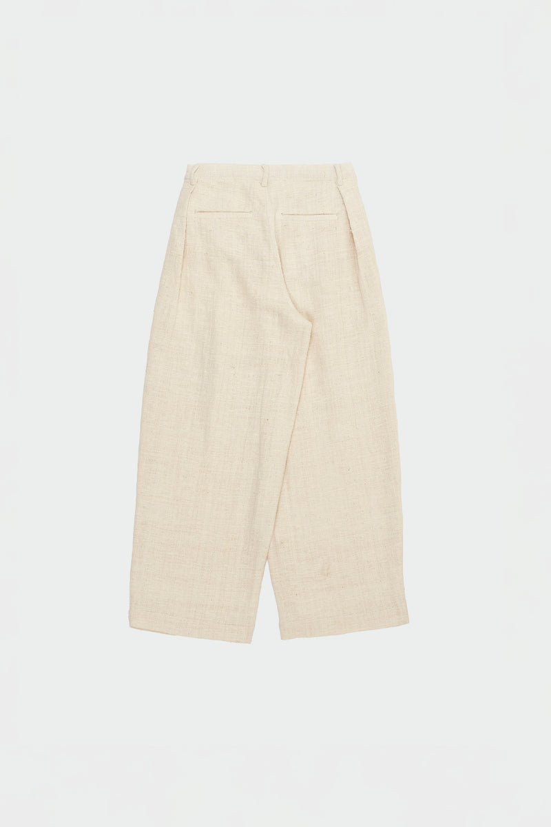 OFF-WHITE COTTON PLEATED TROUSERS