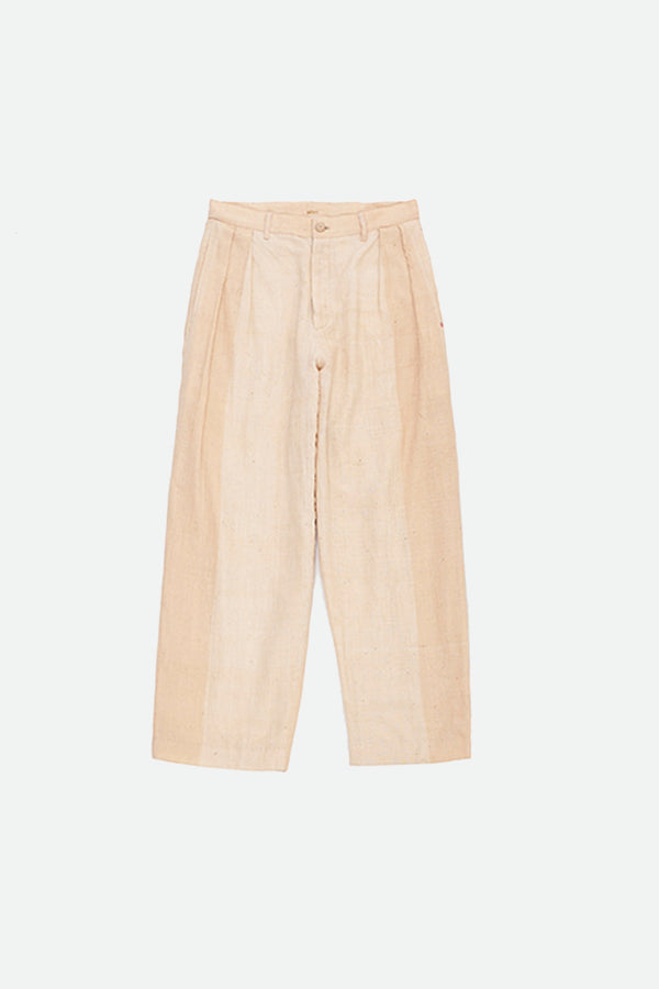 Pleated Ecru Indigenous Cotton Trousers