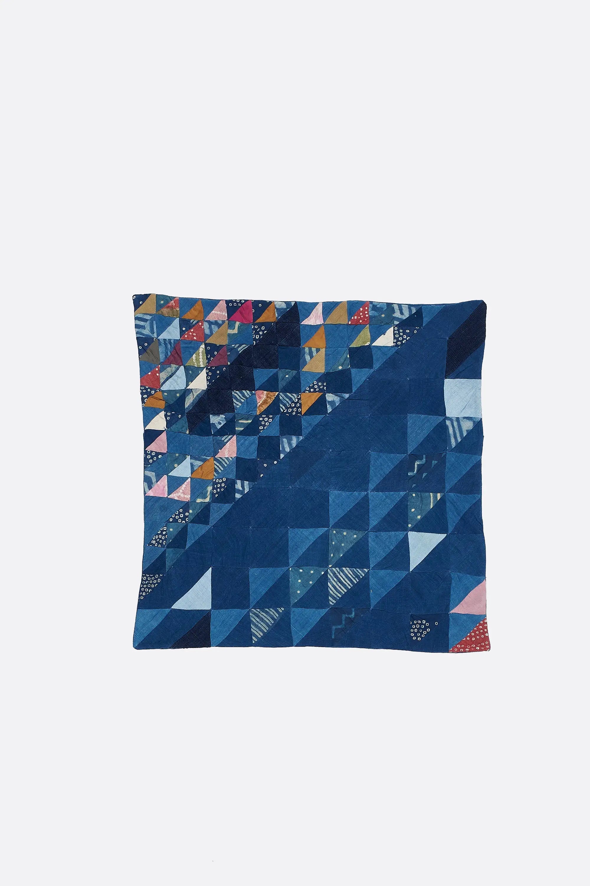 Angular Patchwork Cushion in Shades Of Indigo