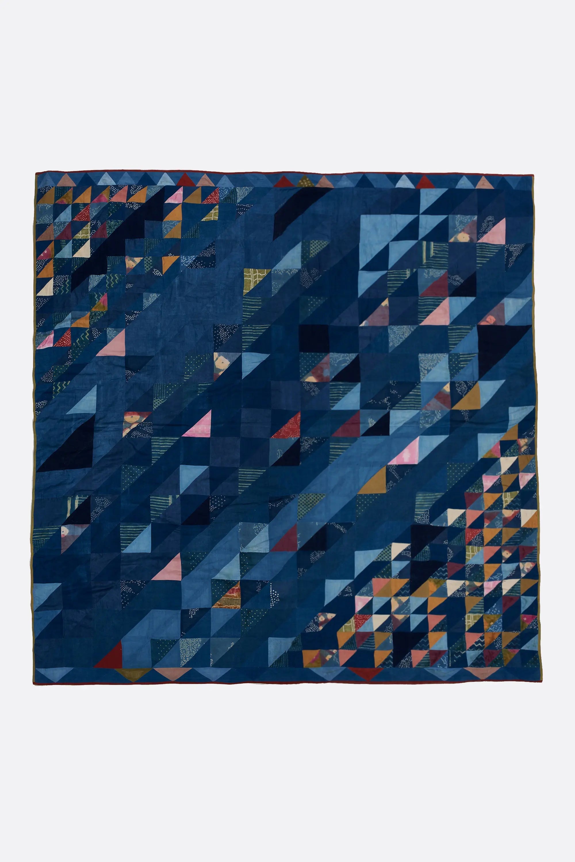 Angular Patchwork Quilt in Shades Of Indigo