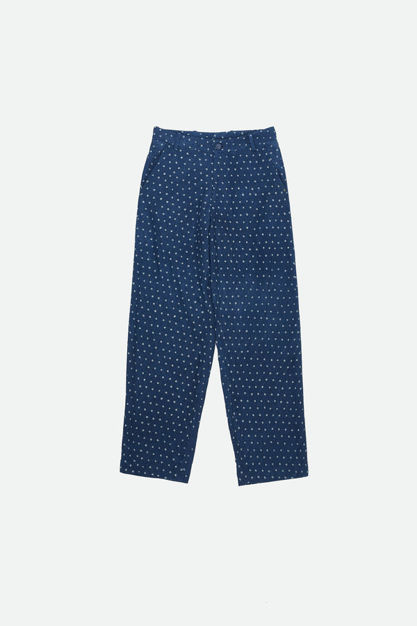Indigo All Over Bandhani Statement Cotton Trousers