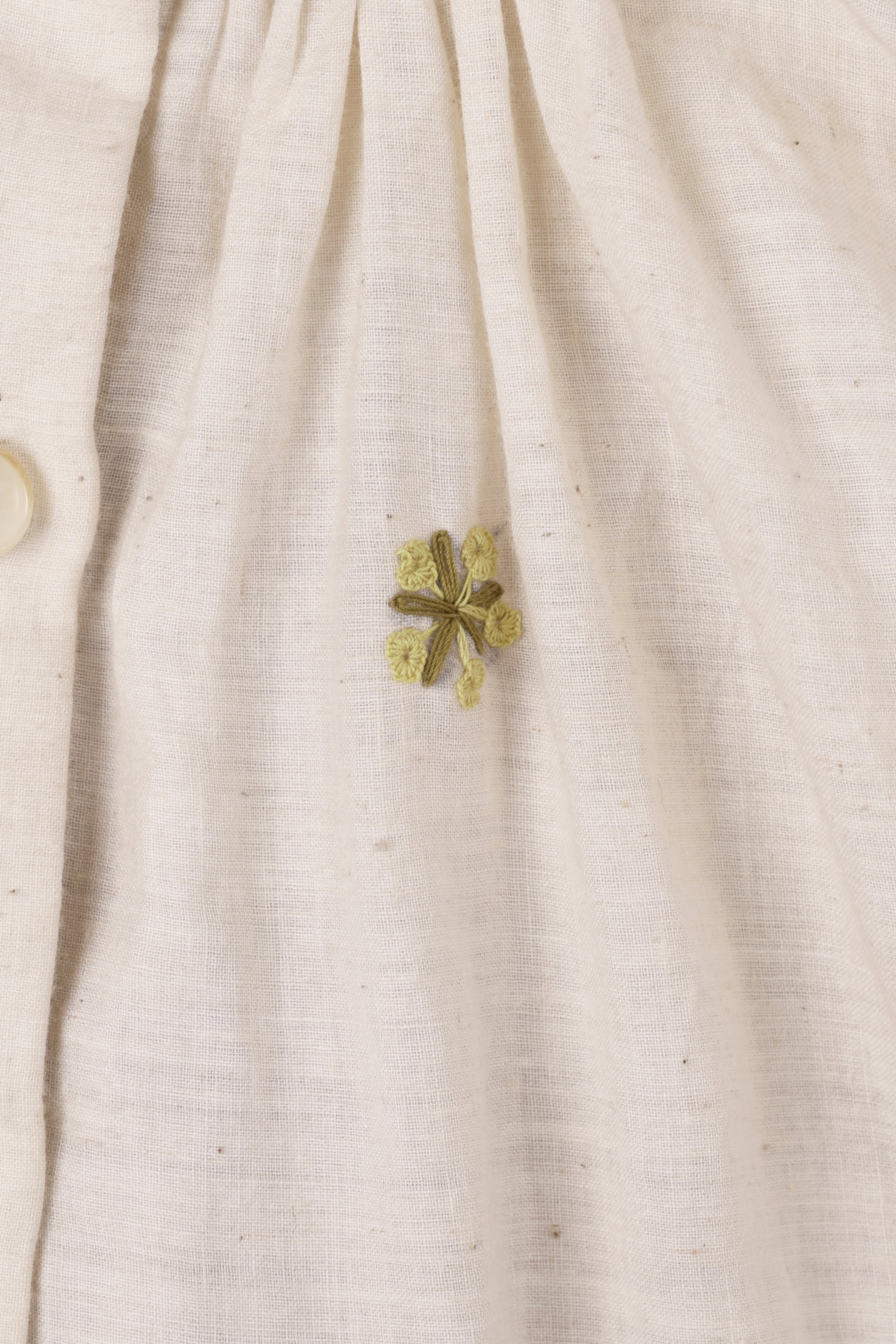 Ecru Dress with Hand Embroidered Motifs