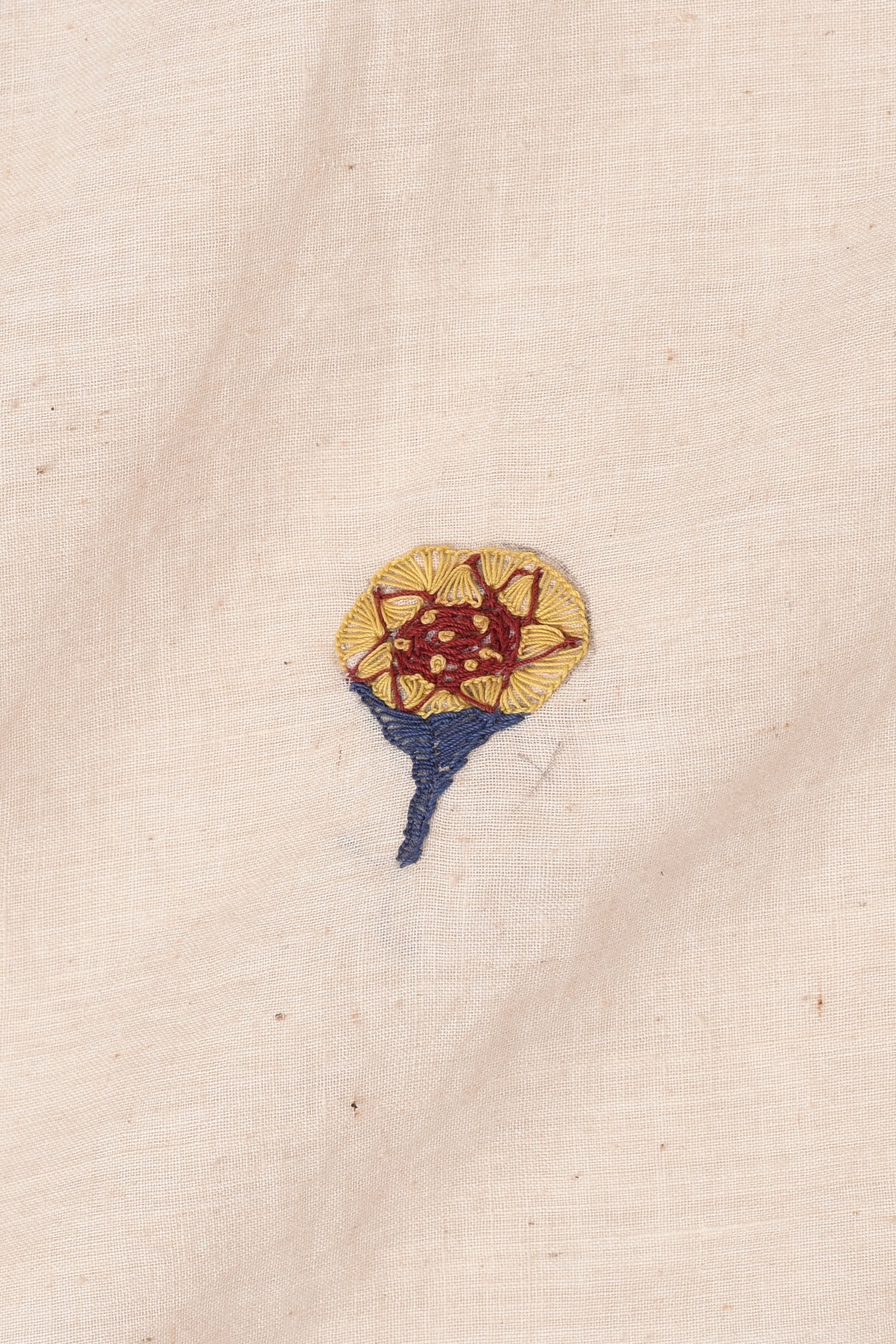 Ecru Dress with Hand Embroidered Motifs