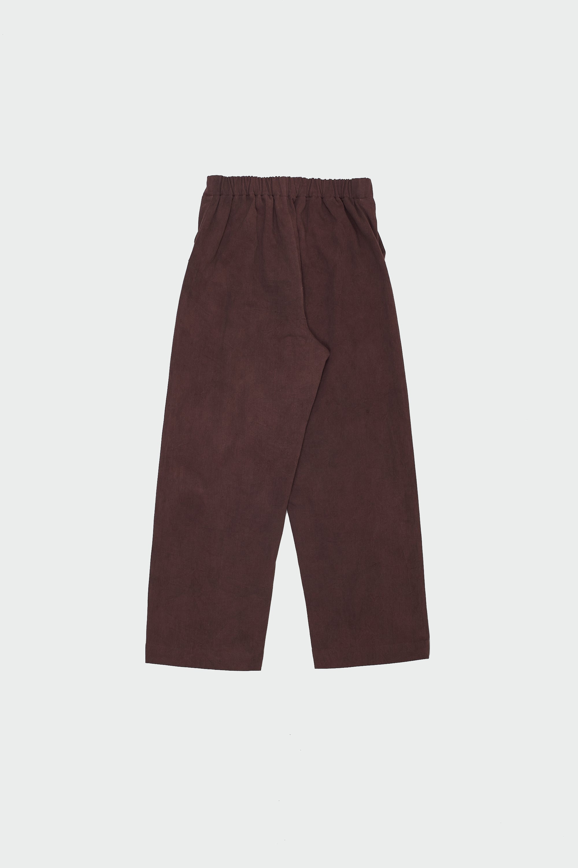 BURNT UMBER HANDSPUN DENIM PLEATED TROUSER