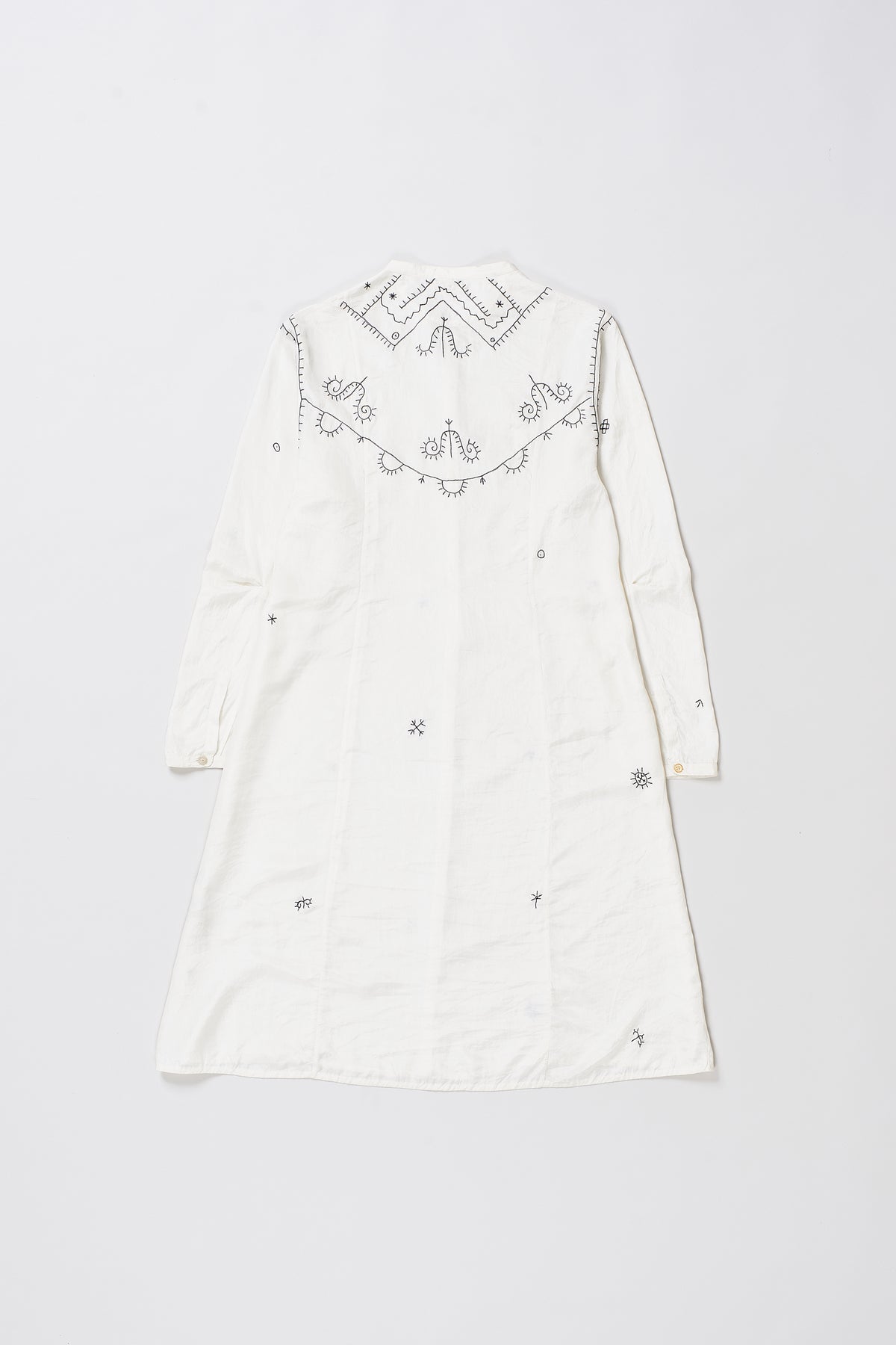 HAND EMBROIDERED SILK ECRU DRESS