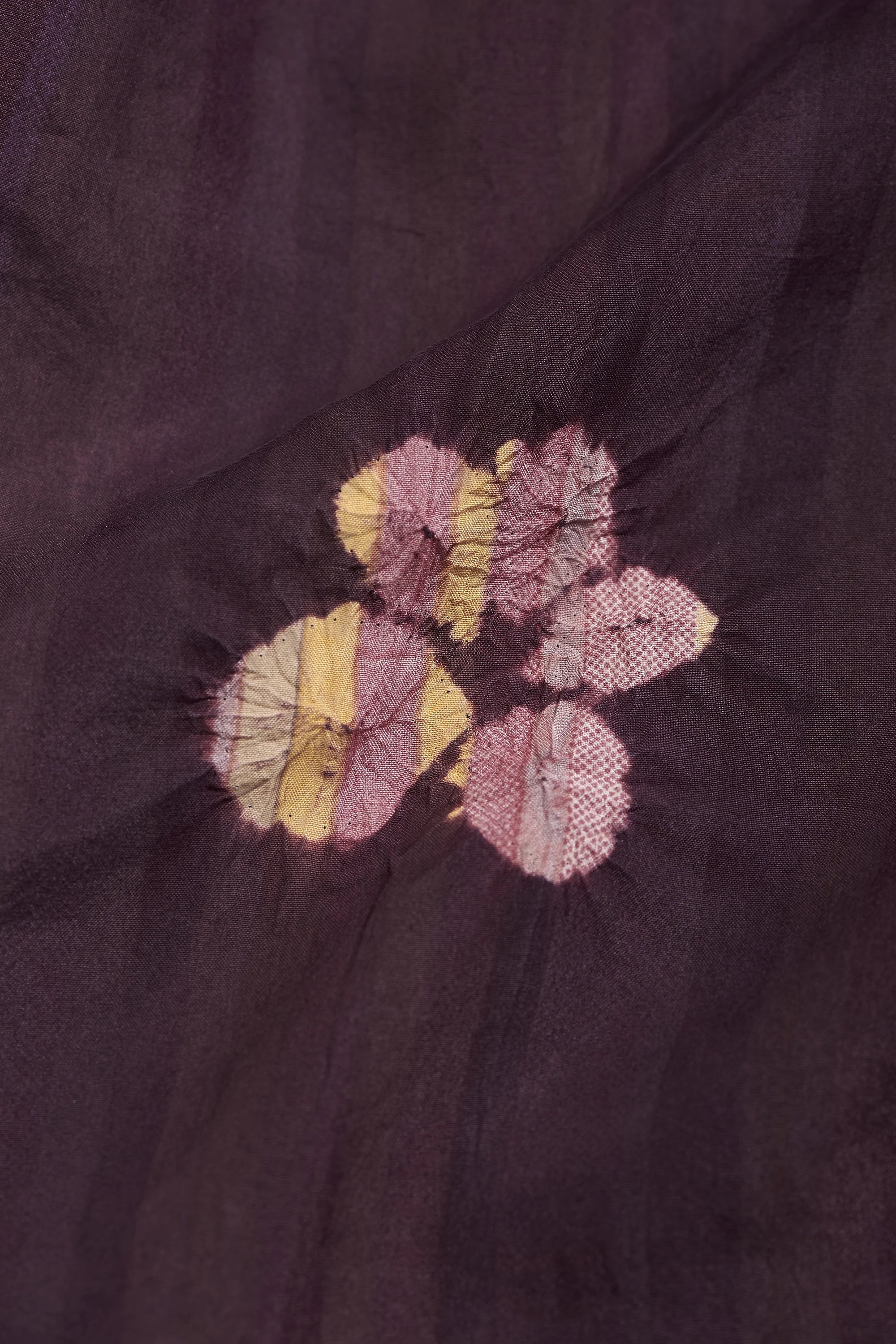 Purple Red Silk Shibori Elasticpants
