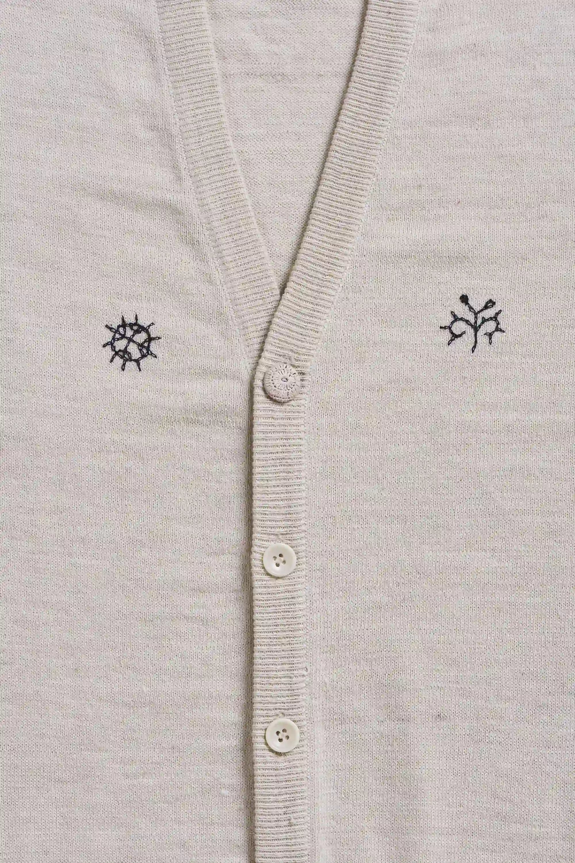 Ether Women's Ecru Embroidered Cardigan