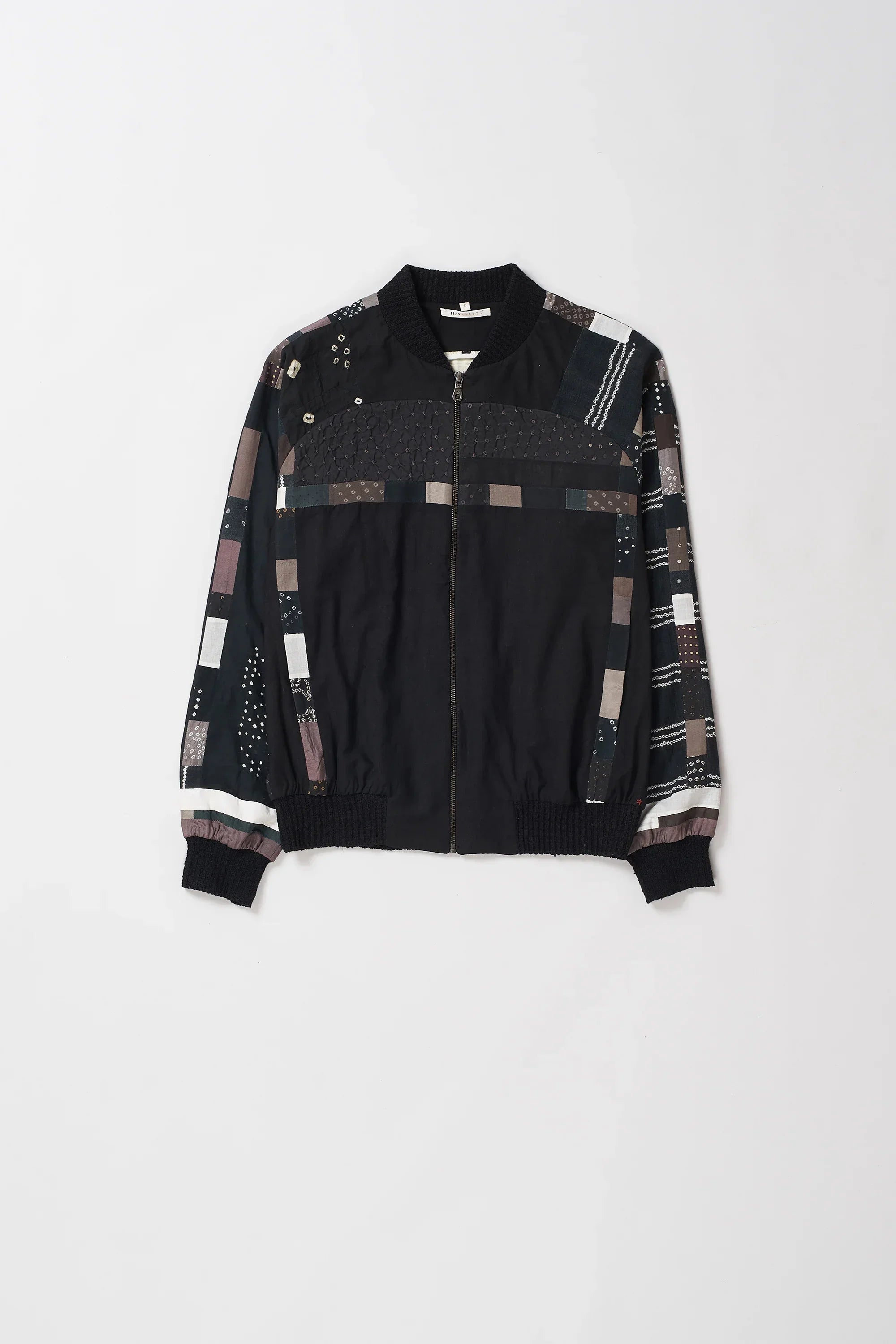 patchwork cropped bomber jacket