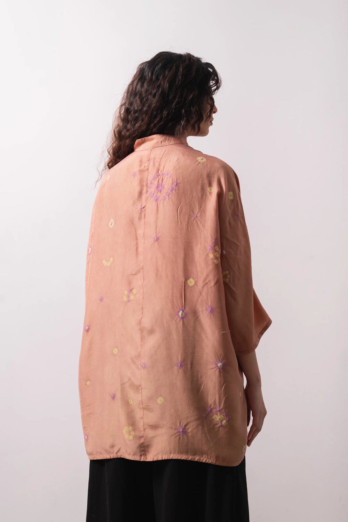 Macca Bandhani Shirt in Peach