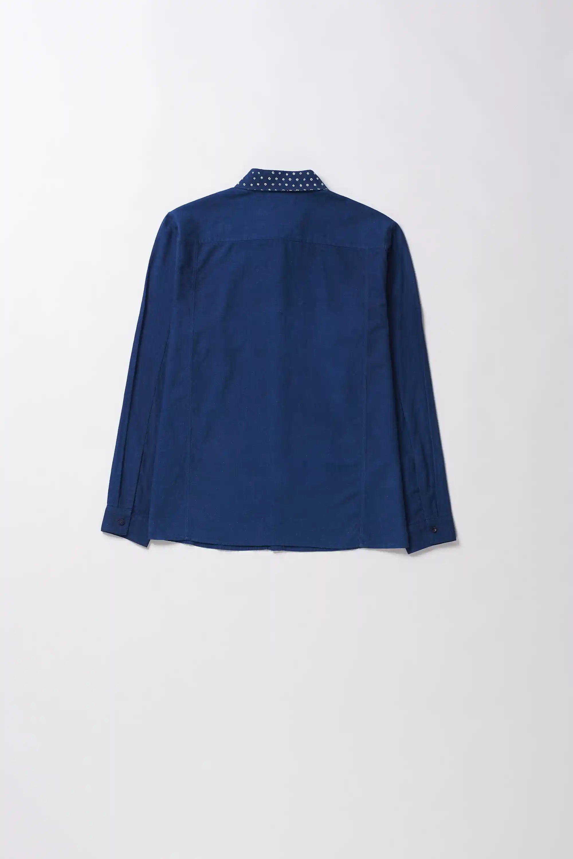 Back image of cotton indigo shirt