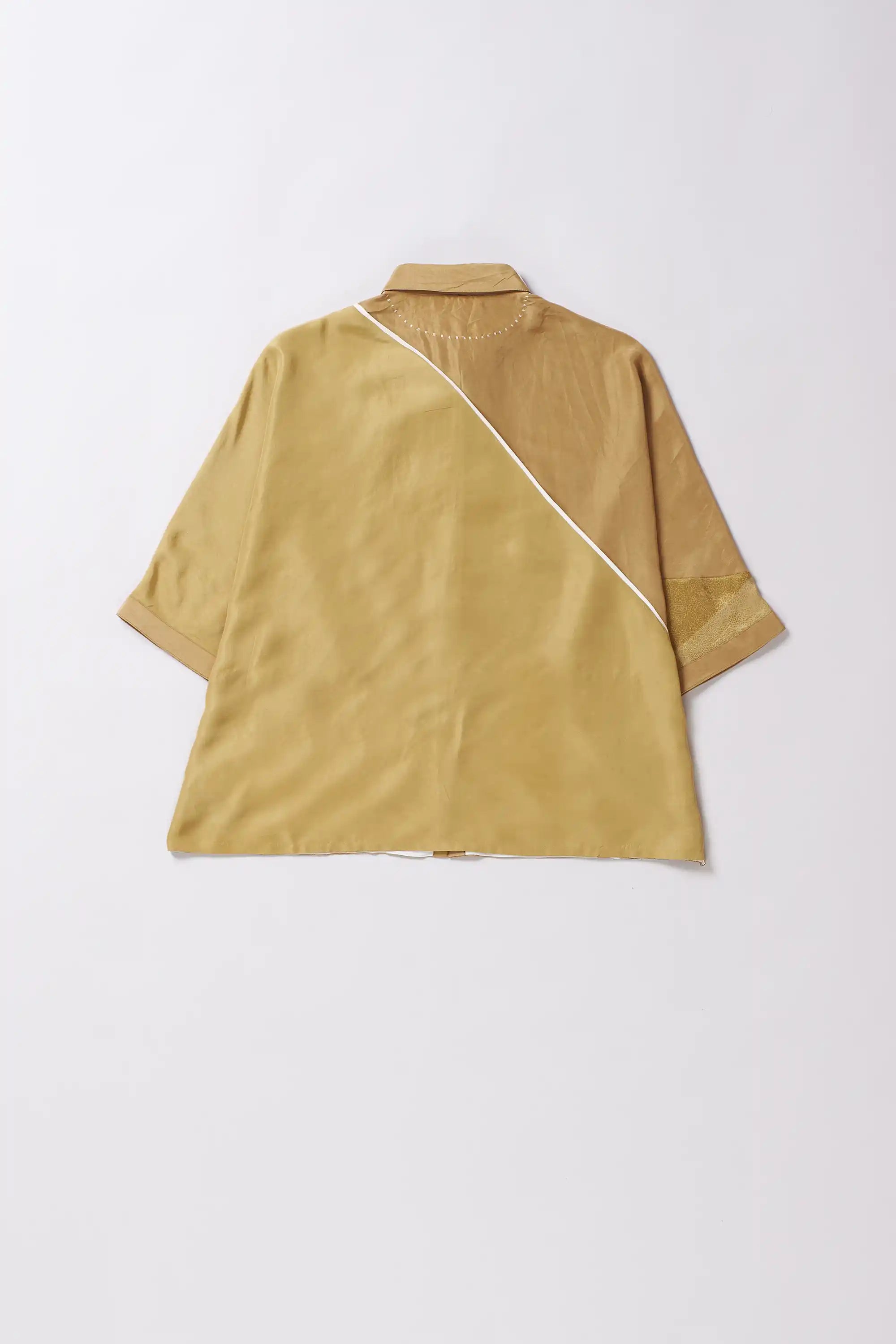 Back shot of ochre yellow shirt