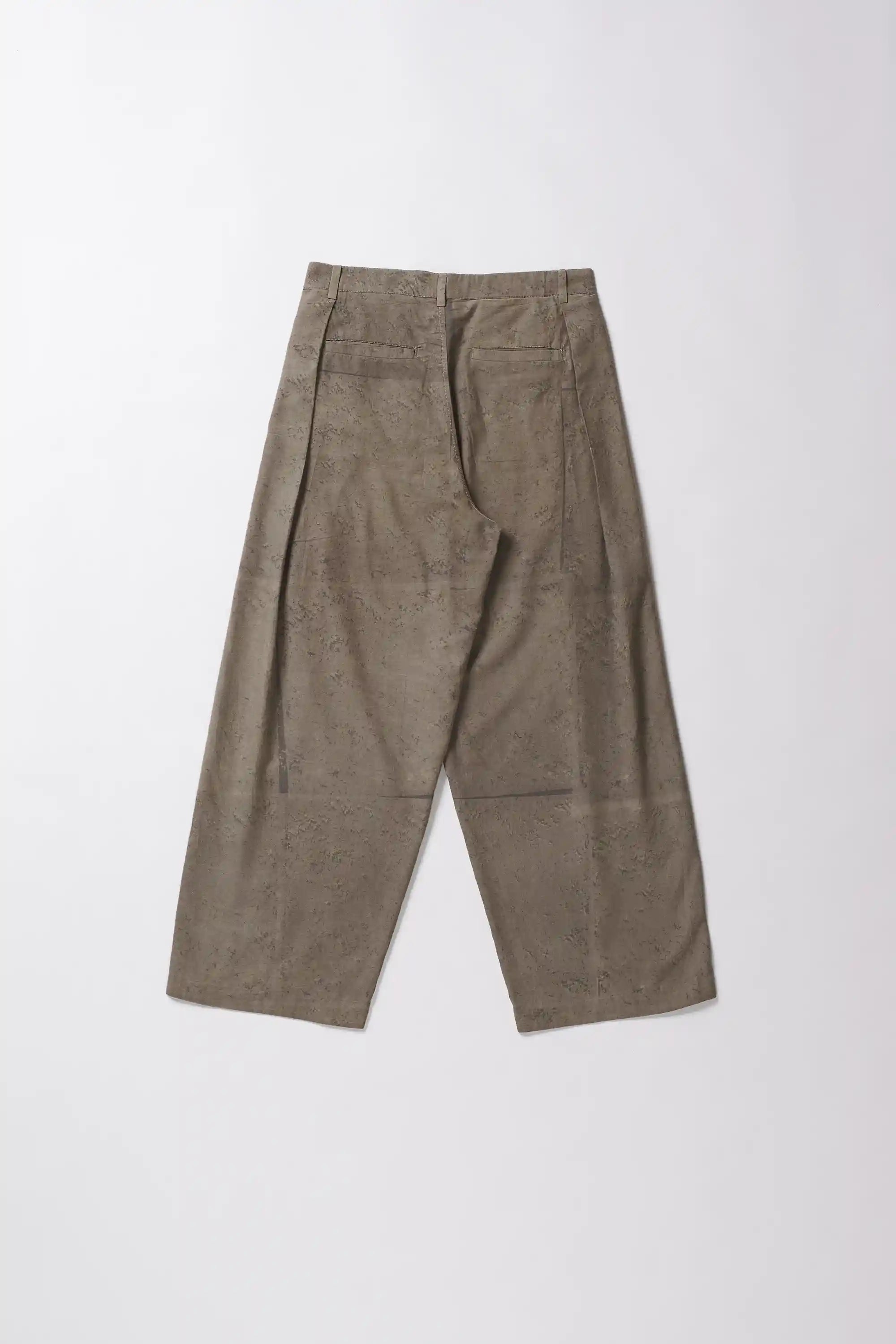 Back image of cotton pant in khaki green