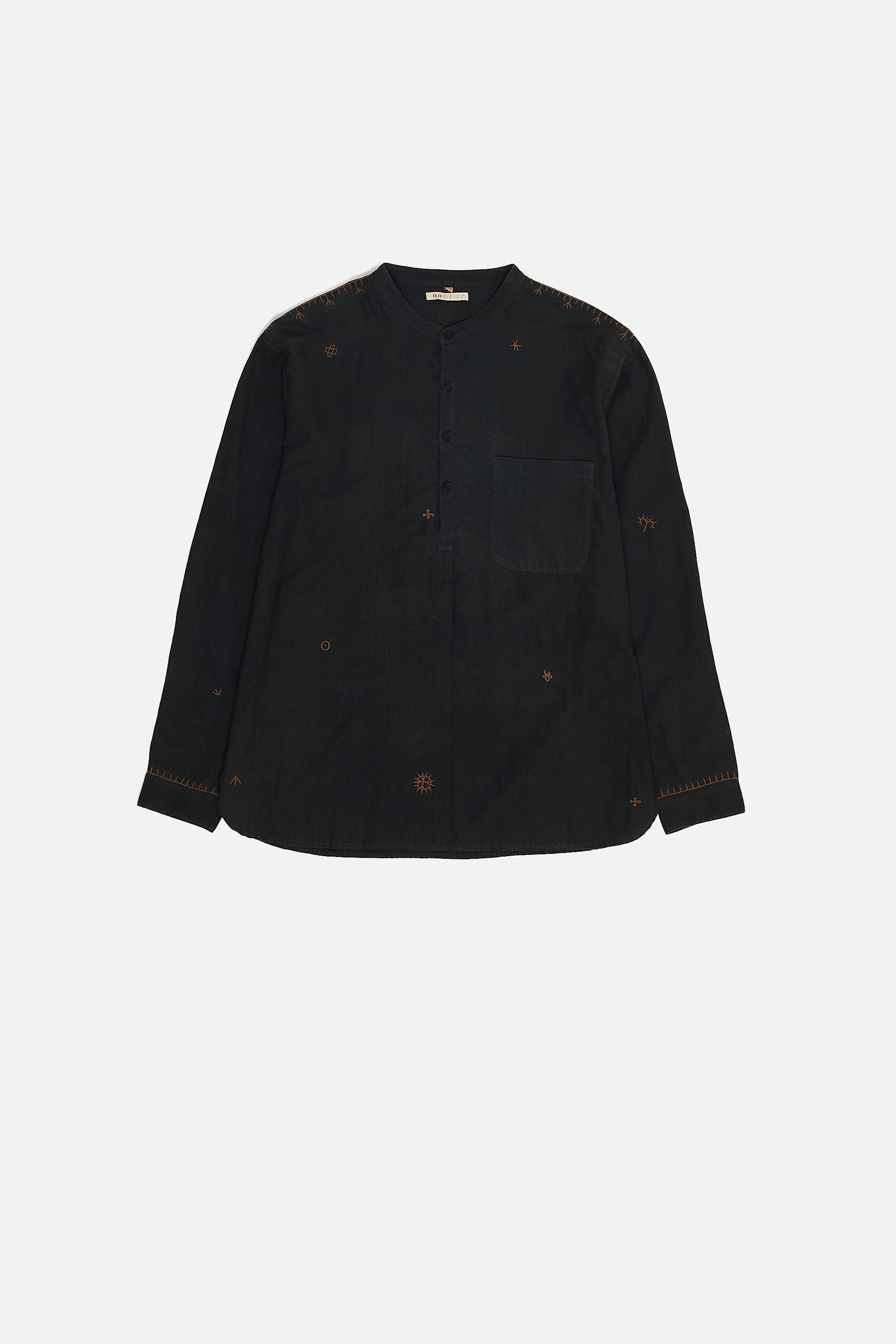 Midnight Indigo Statement Top With Hand Embroidery