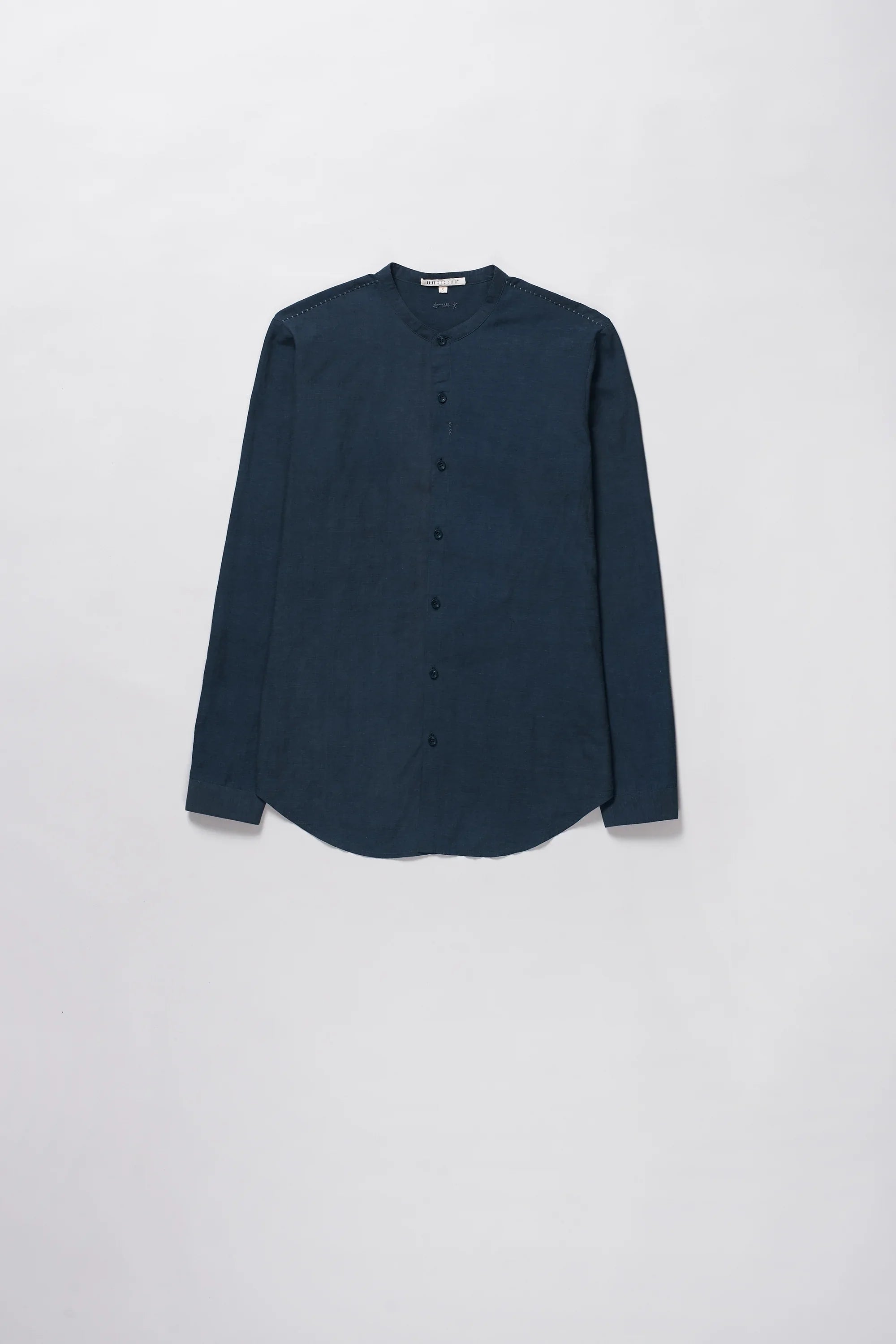 Indigo band collar shirt