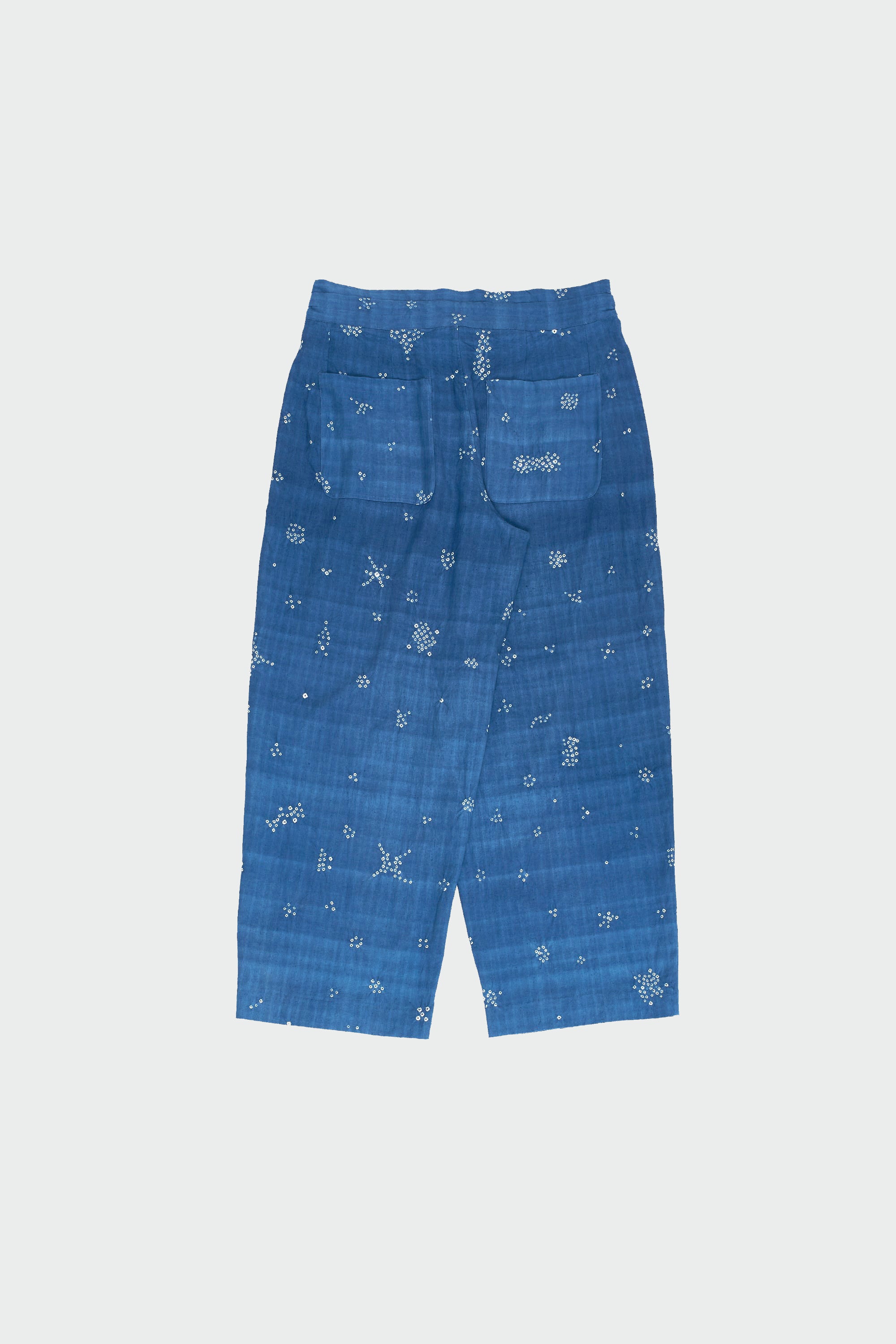 Medium Indigo Wide Legged Pants with Miniature Bandhani