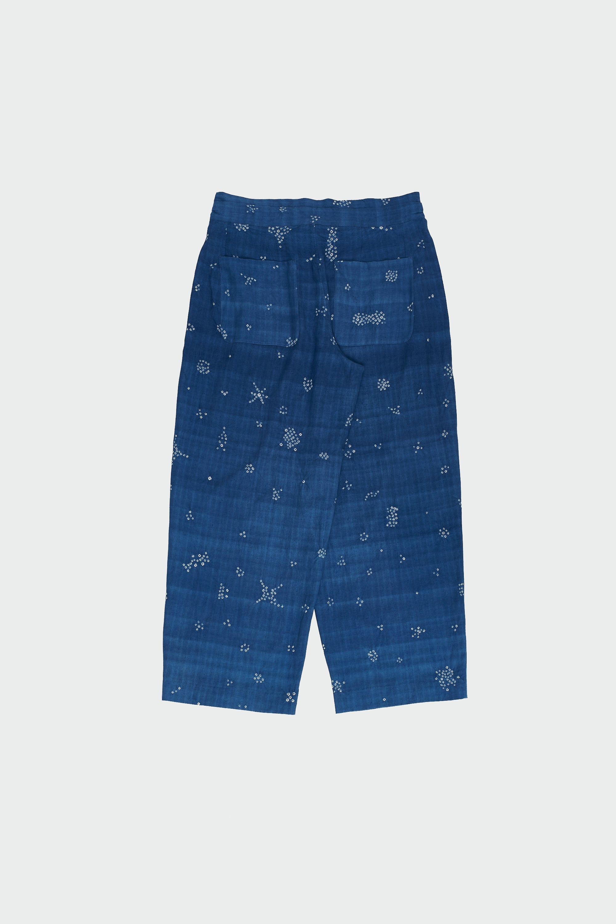 Medium Indigo Wide Legged Pants with Miniature Bandhani