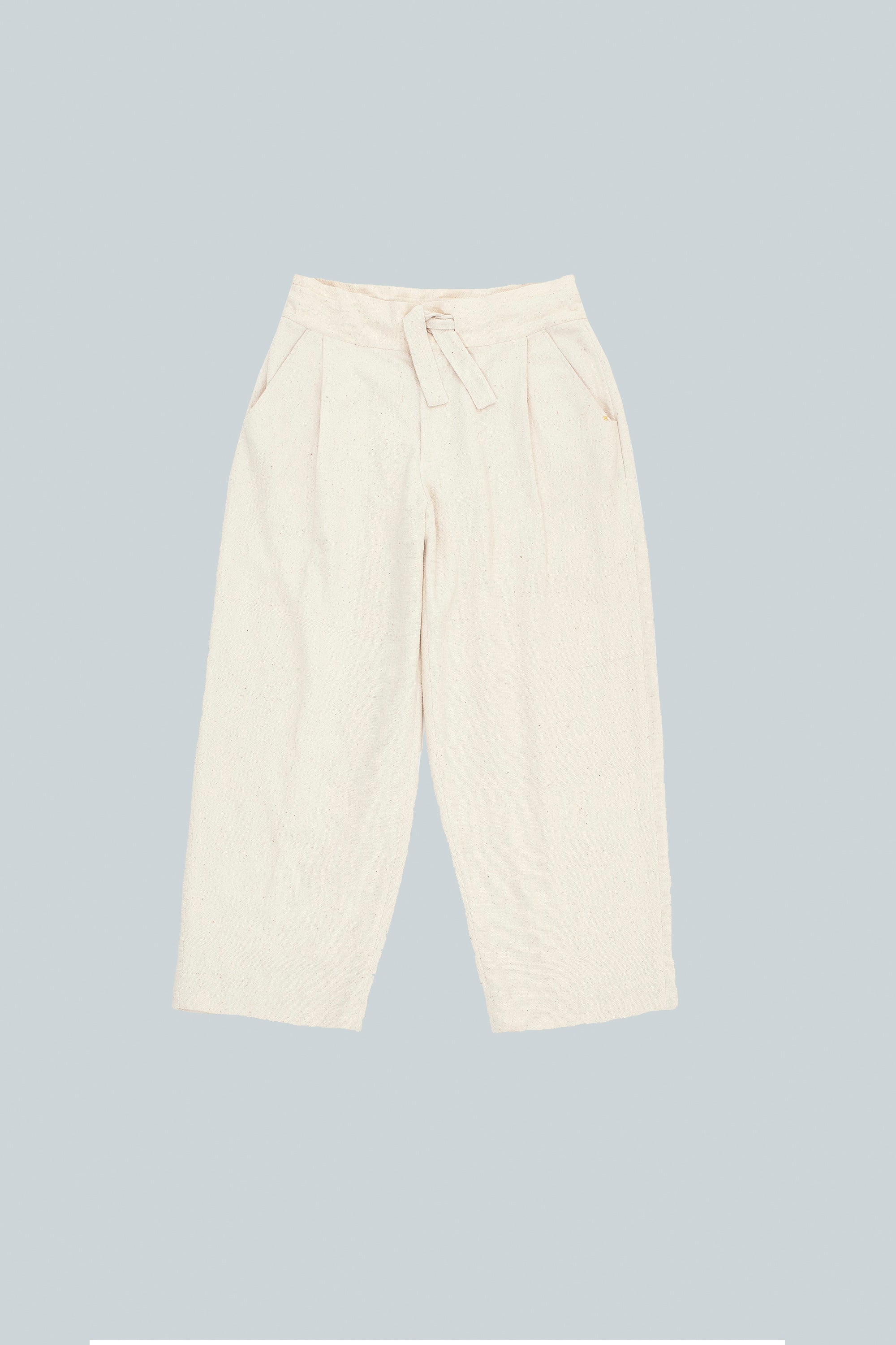 ECRU WIDE-LEG ORGANIC COTTON TROUSERS