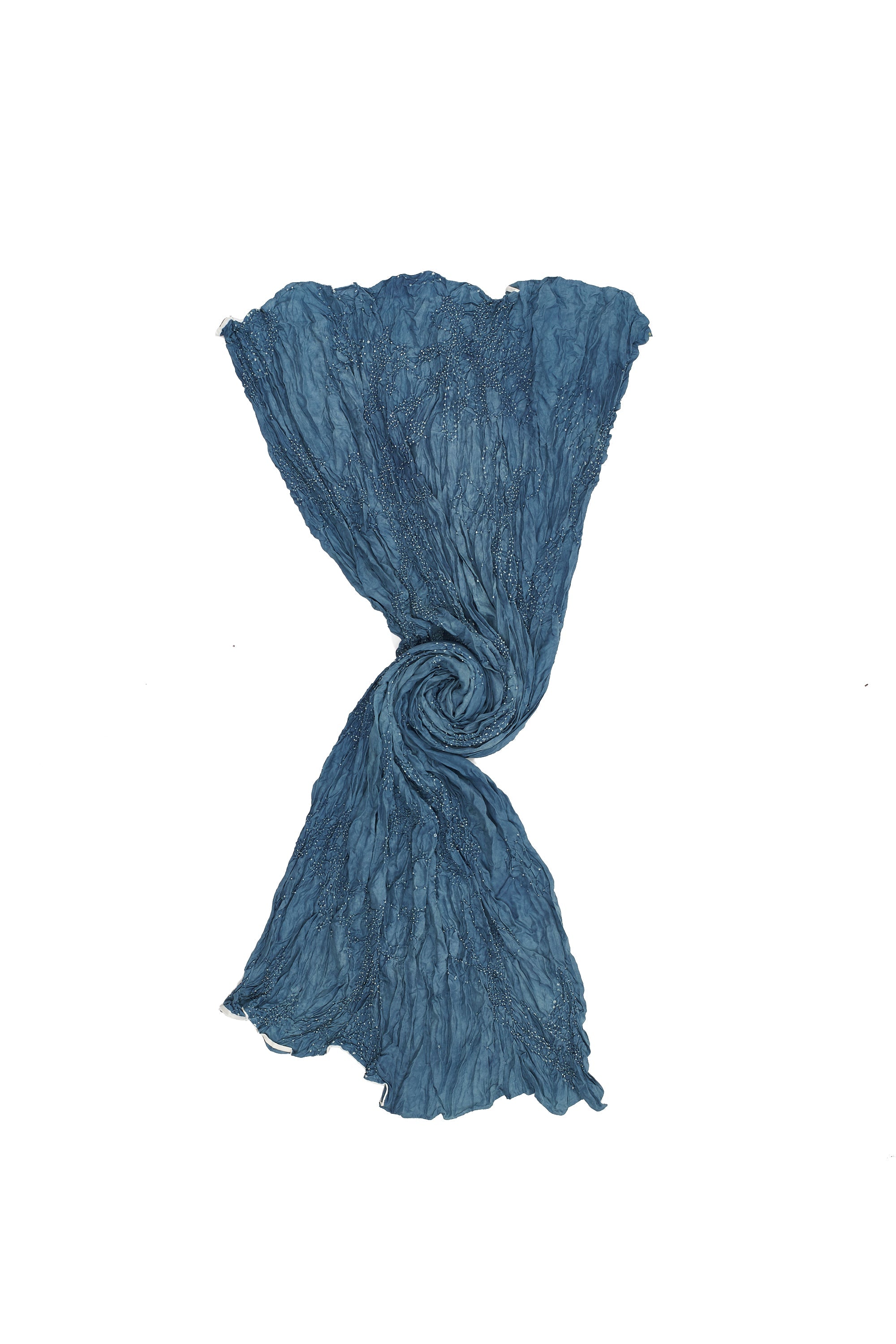 MEDIUM INDIGO SILK BANDHANI SCARF