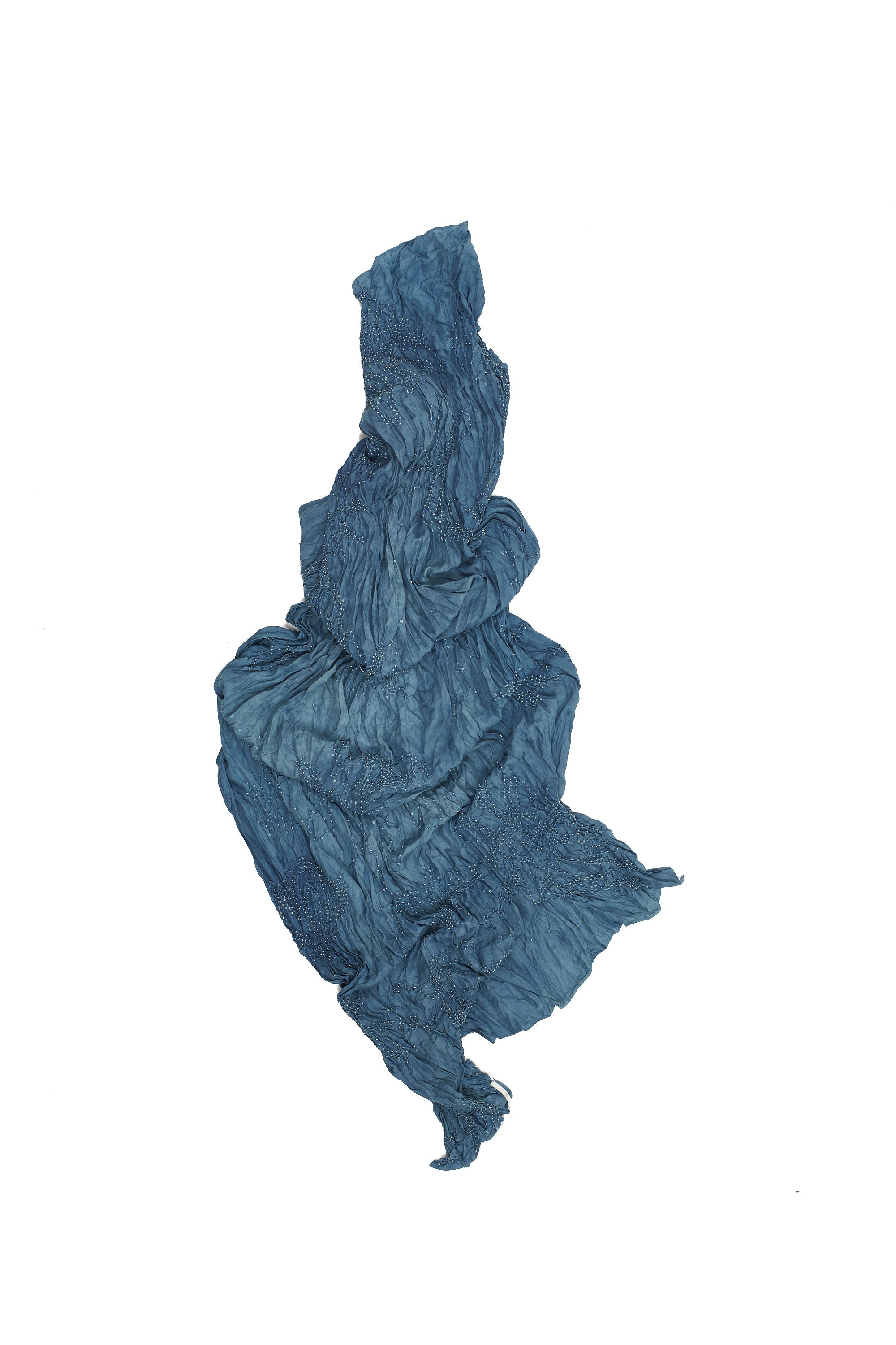 MEDIUM INDIGO SILK BANDHANI SCARF