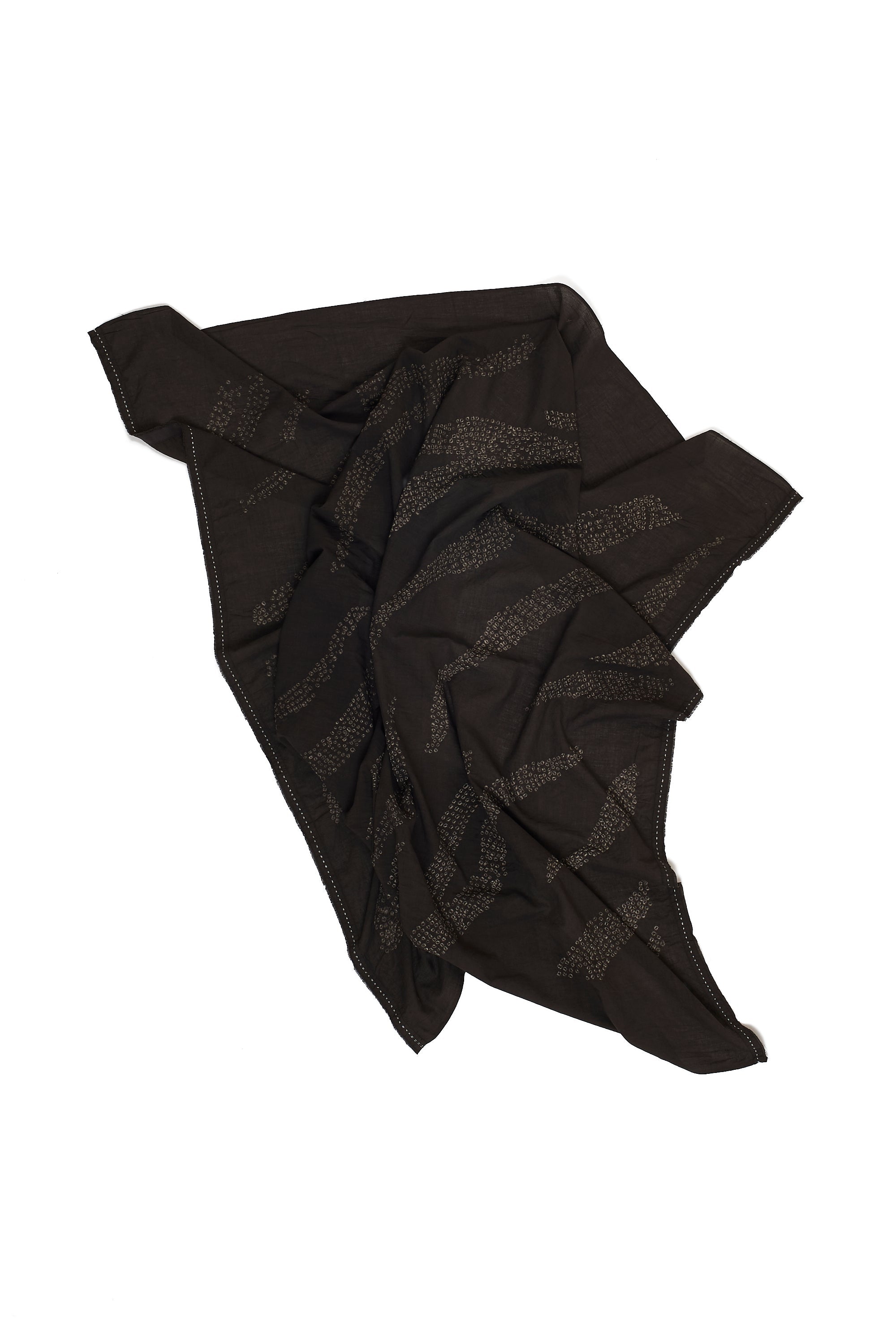 BLACK BANDHANI COTTON WOMEN'S SCARF