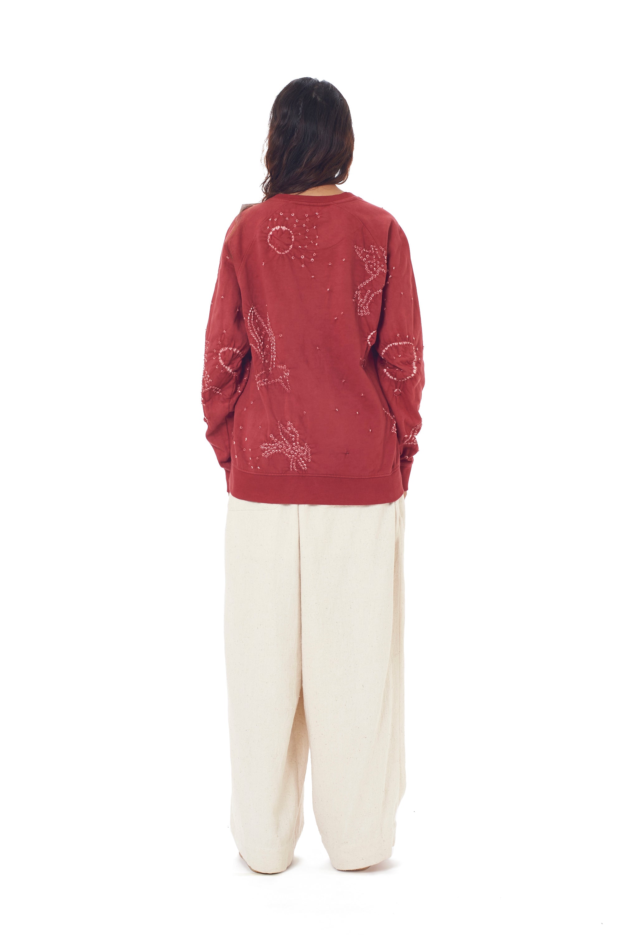 Crimson Pink Organic Cotton Bandhani Sweatshirt