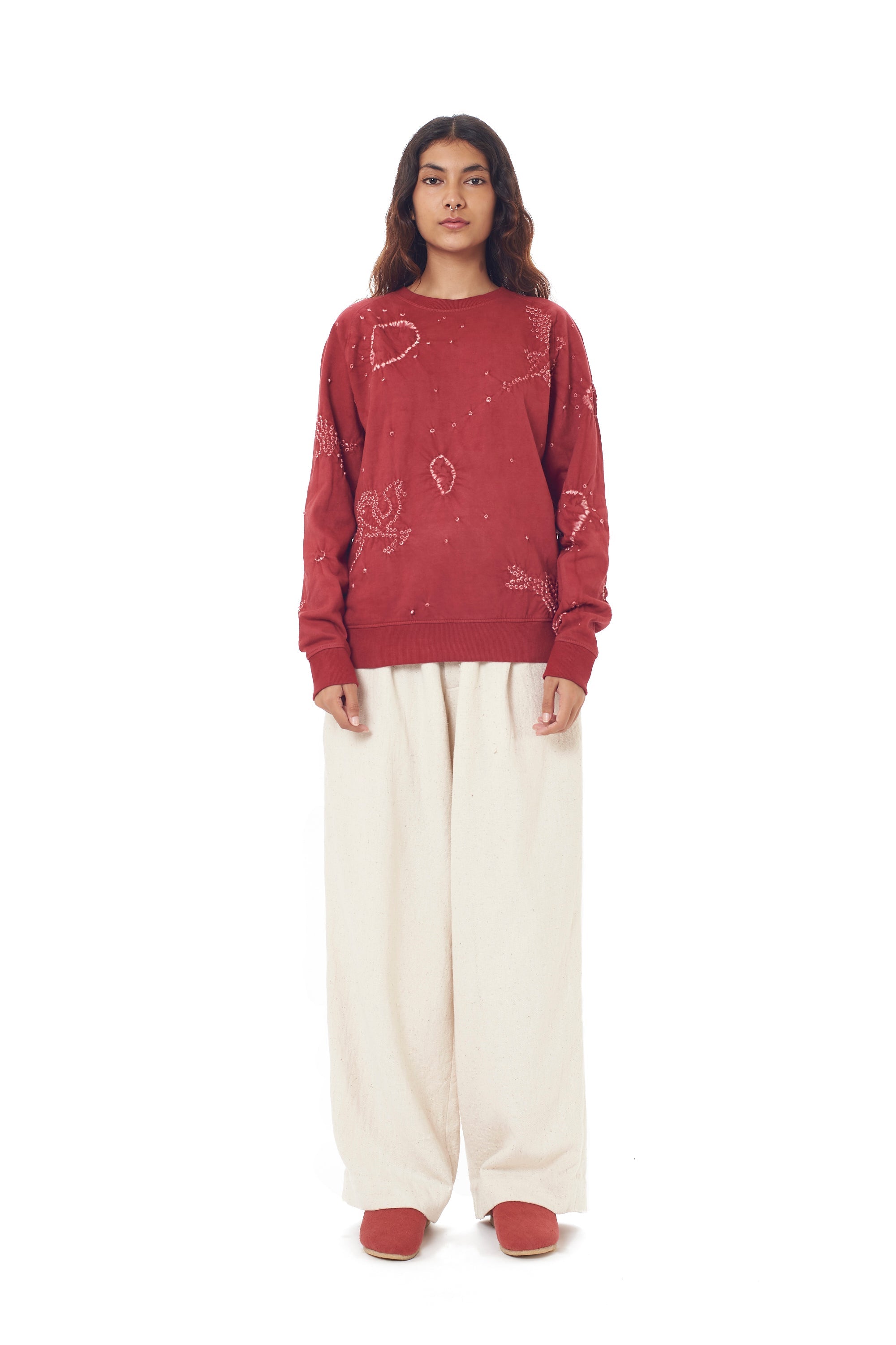Crimson Pink Organic Cotton Bandhani Sweatshirt