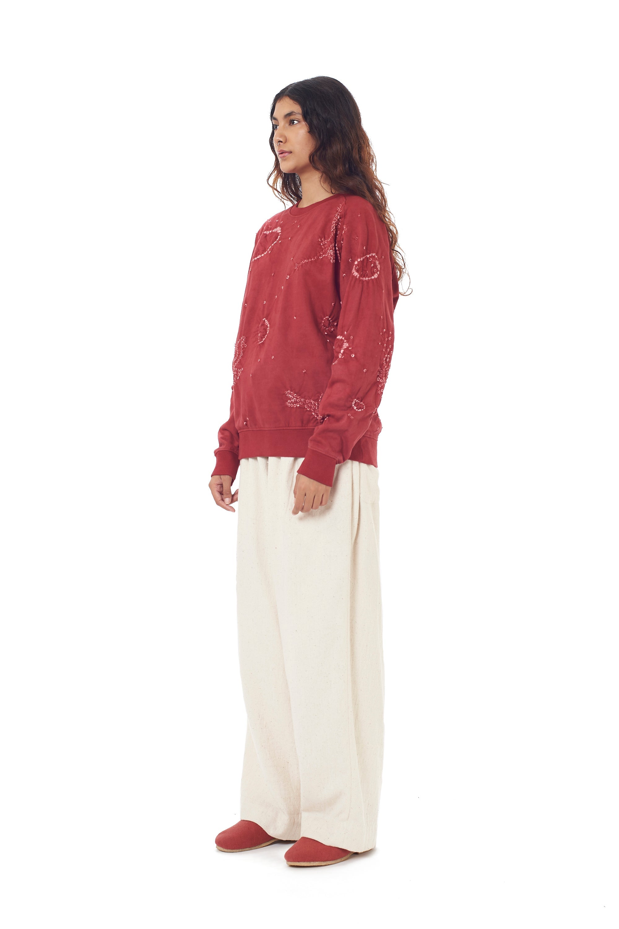 Crimson Pink Organic Cotton Bandhani Sweatshirt