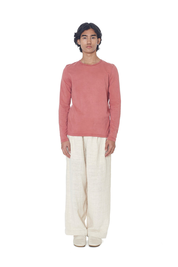 OFF-WHITE COTTON PLEATED TROUSERS