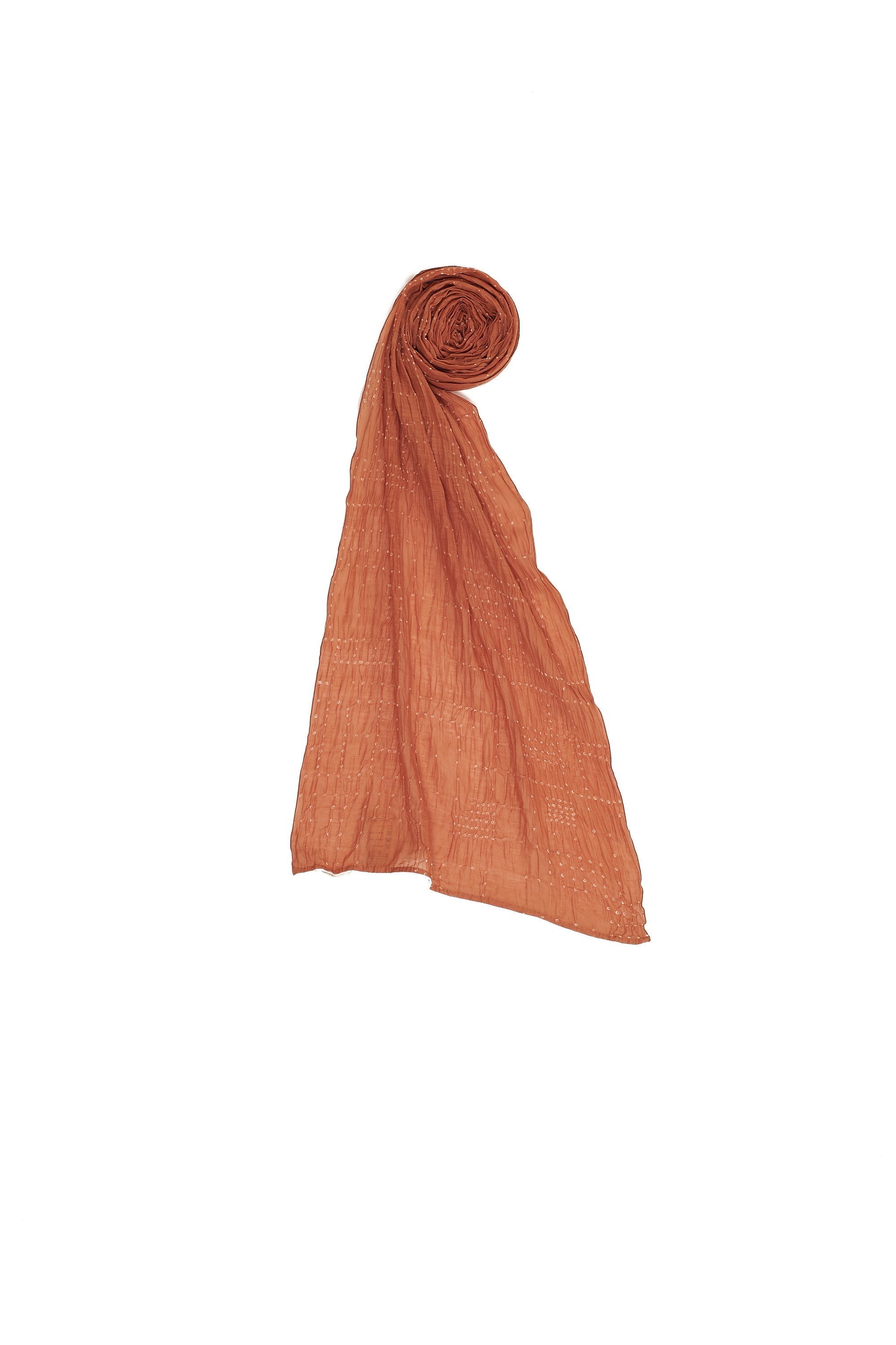 ORANGE RUST COTTON SILK BLEND BANDHANI SCARF