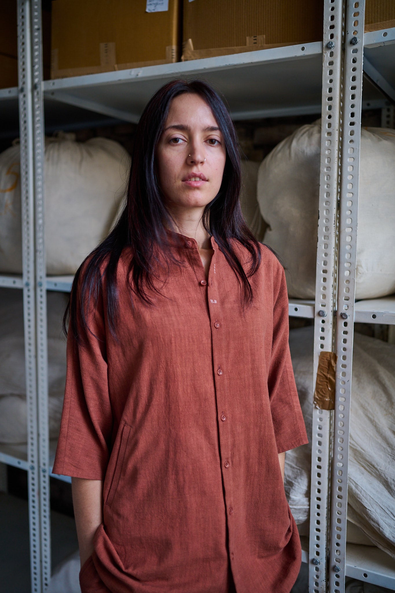 UNGENDERED BRICK RED COTTON SHIRT