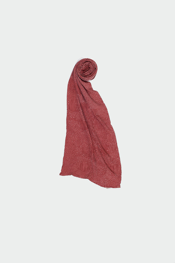 PINK WOOD SILK ALLOVER BANDHANI SCARF