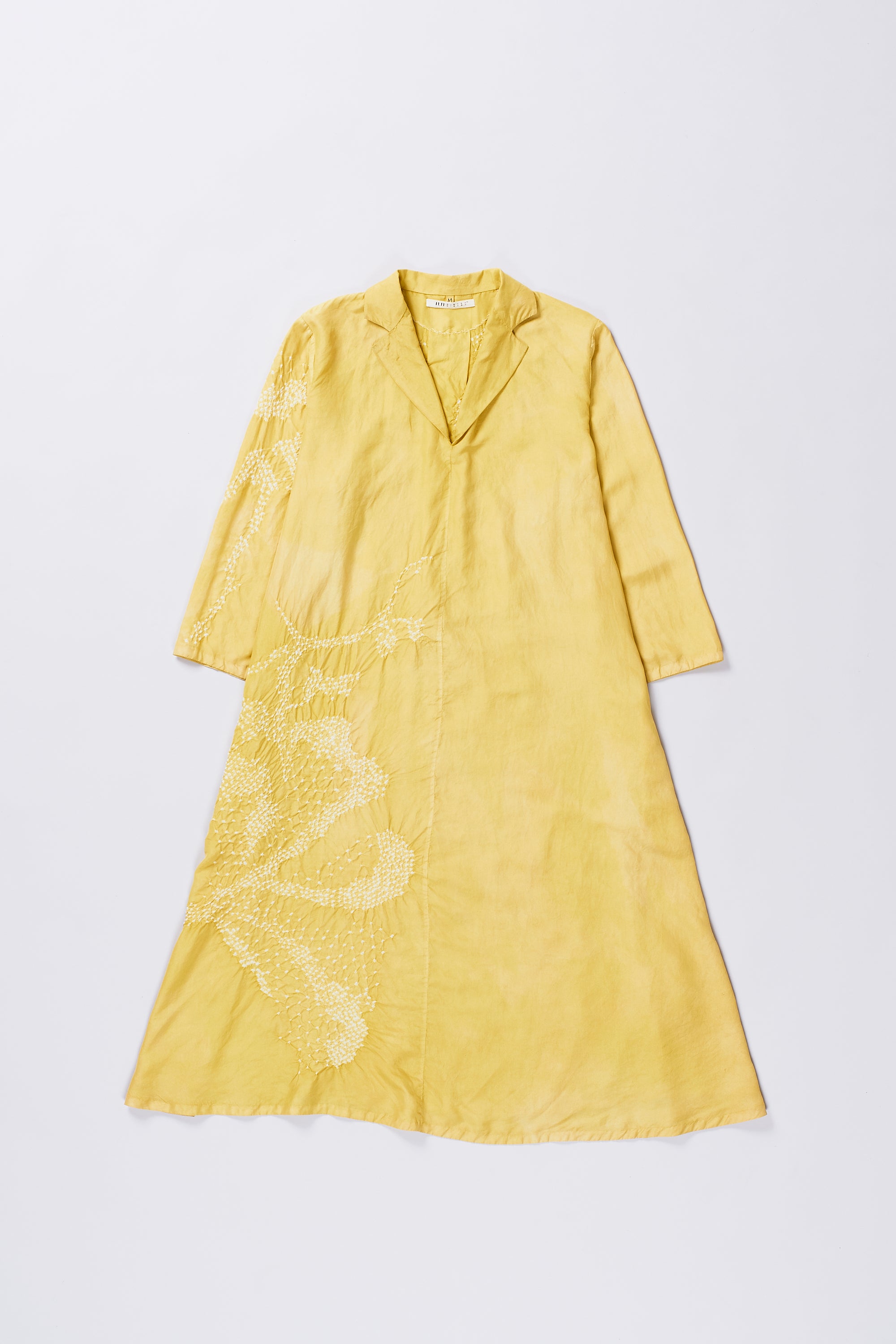 BANDHANI SILK KURTA DRESS DYED IN OCHRE YELLOW