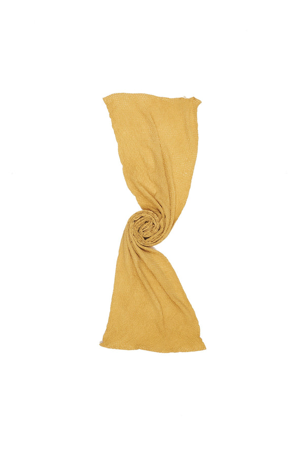 OCHER YELLOW SILK BANDHANI SCARF