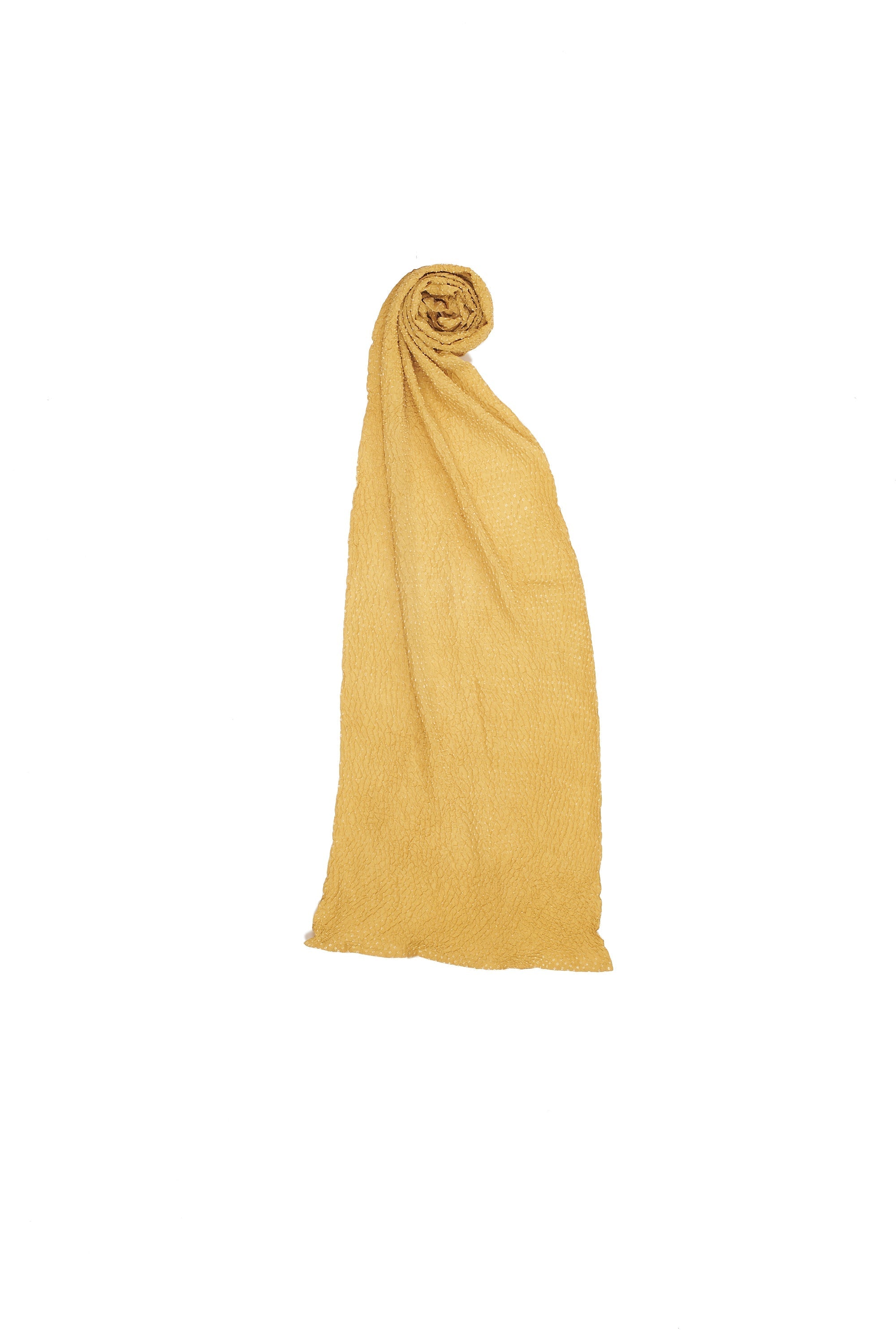 OCHER YELLOW SILK BANDHANI SCARF