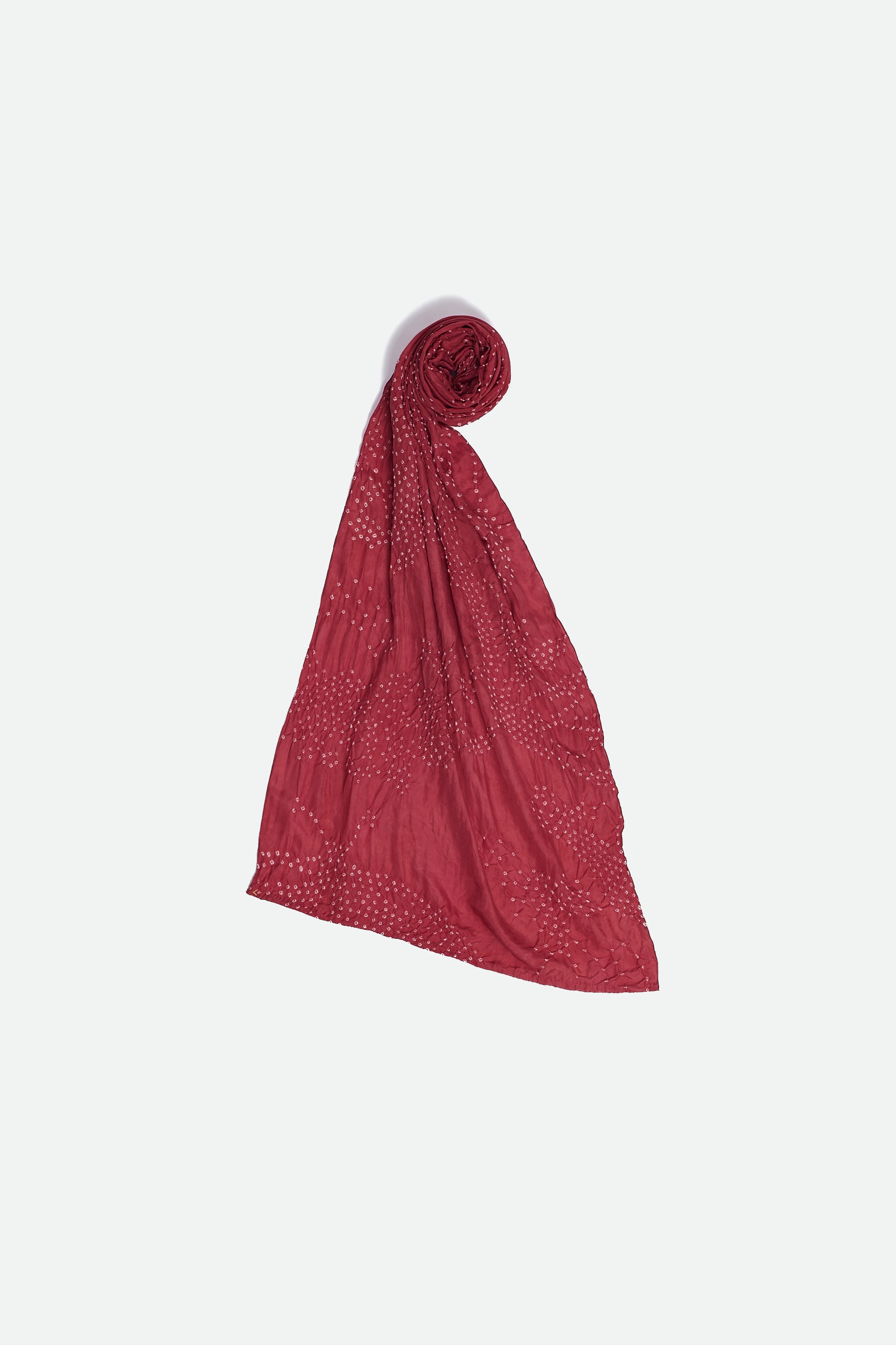 RED SILK WITH BANDHANI SCARF