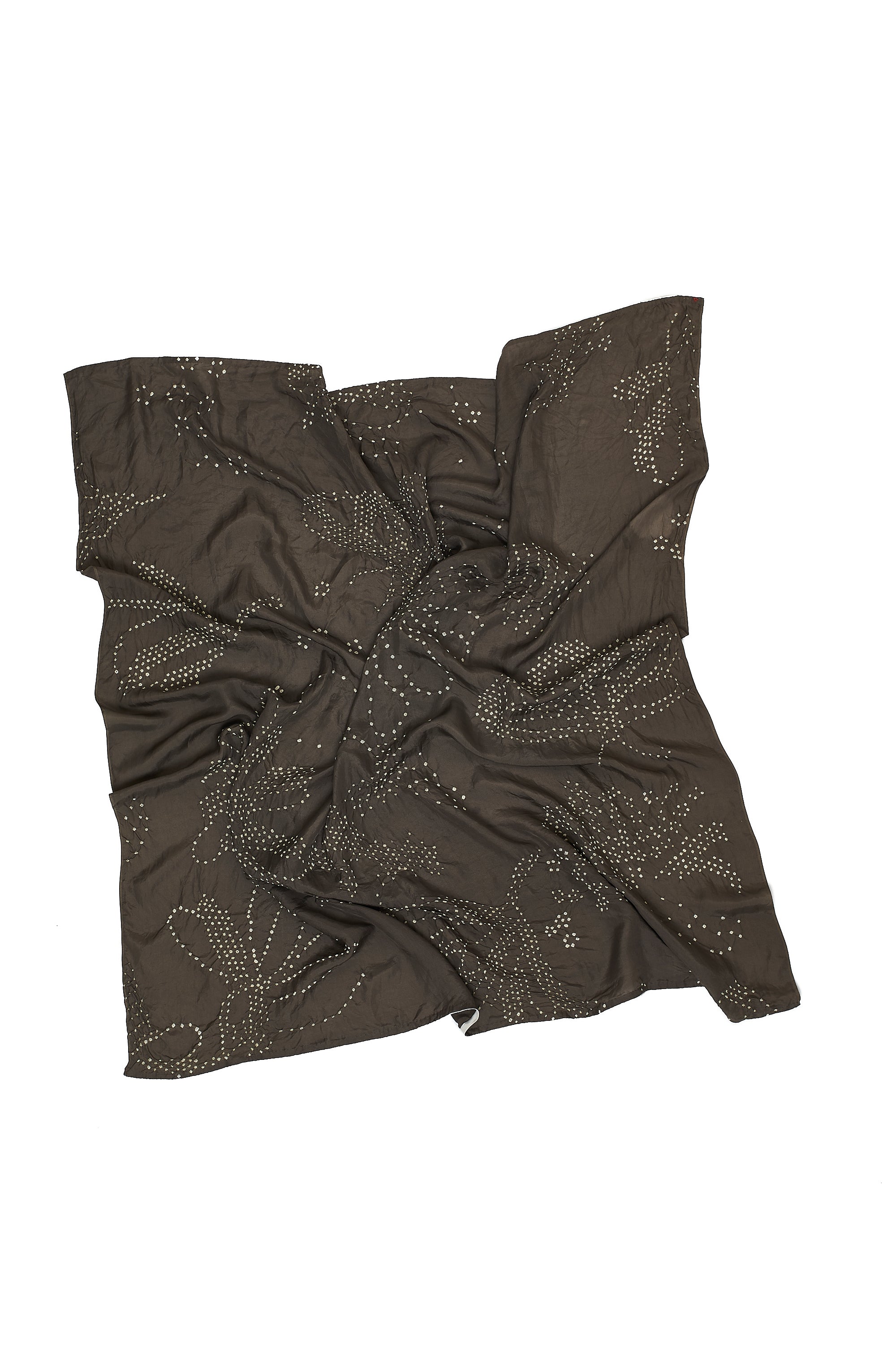 CHARCOAL SILK WITH BANDHANI SCARF