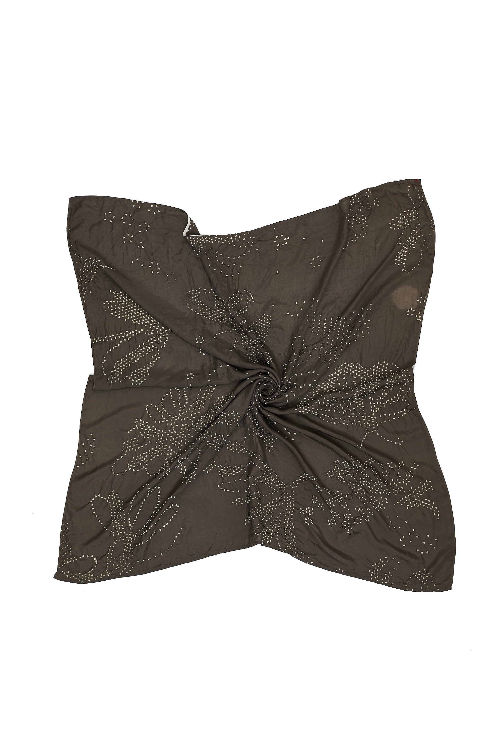 CHARCOAL SILK WITH BANDHANI SCARF