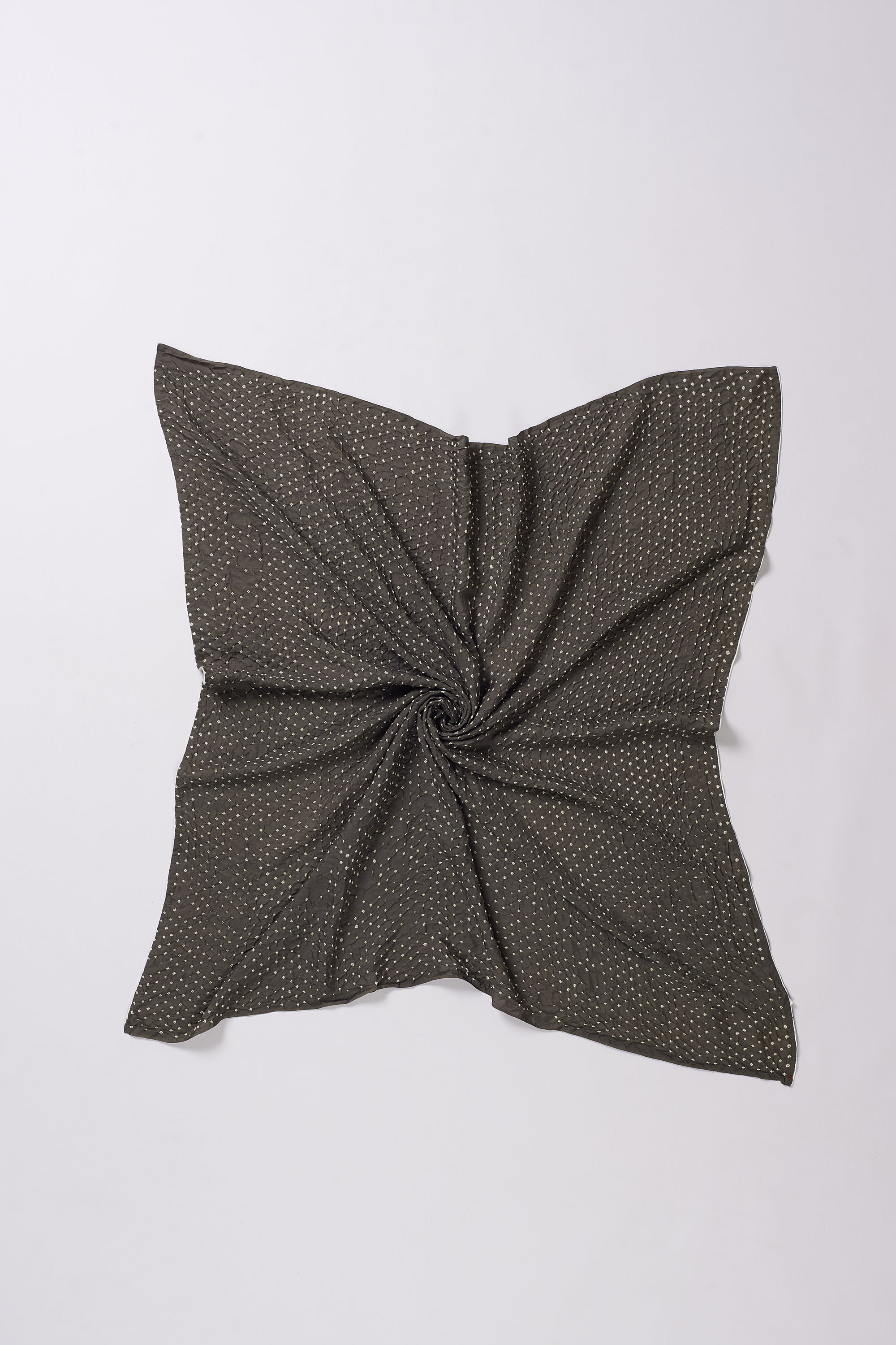 CHARCOAL SILK WITH BANDHANI SCARF