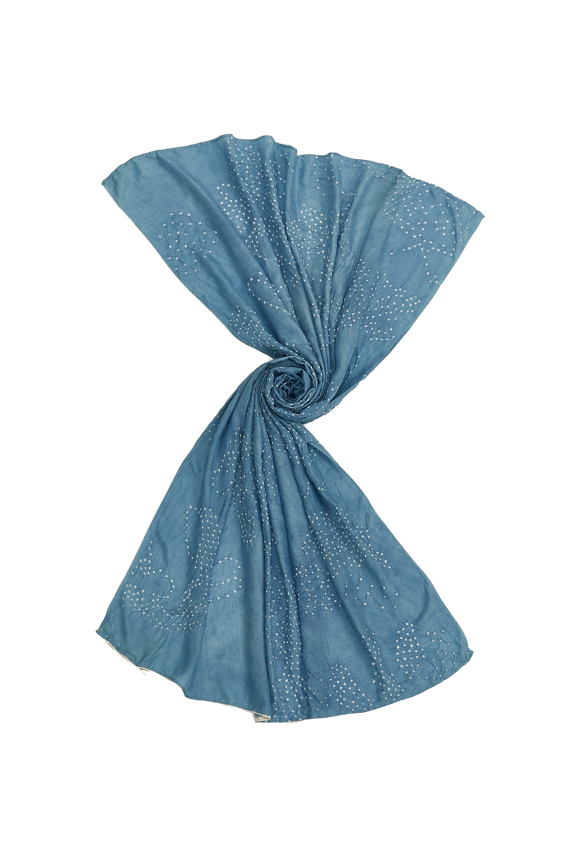 MEDIUM INDIGO SILK WITH BANDHANI SCARF