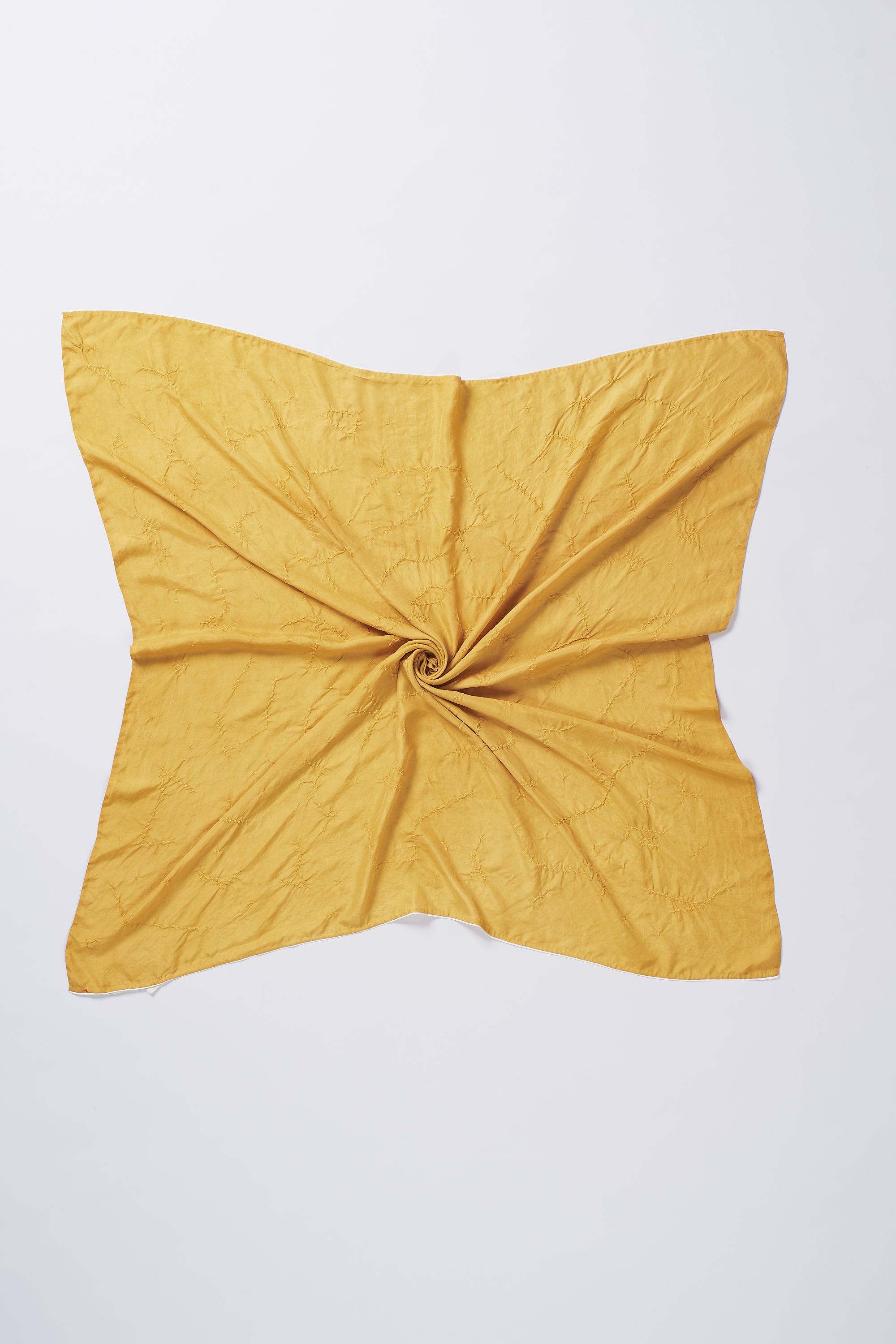 OCHRE YELLOW SILK WITH BANDHANI SCARF