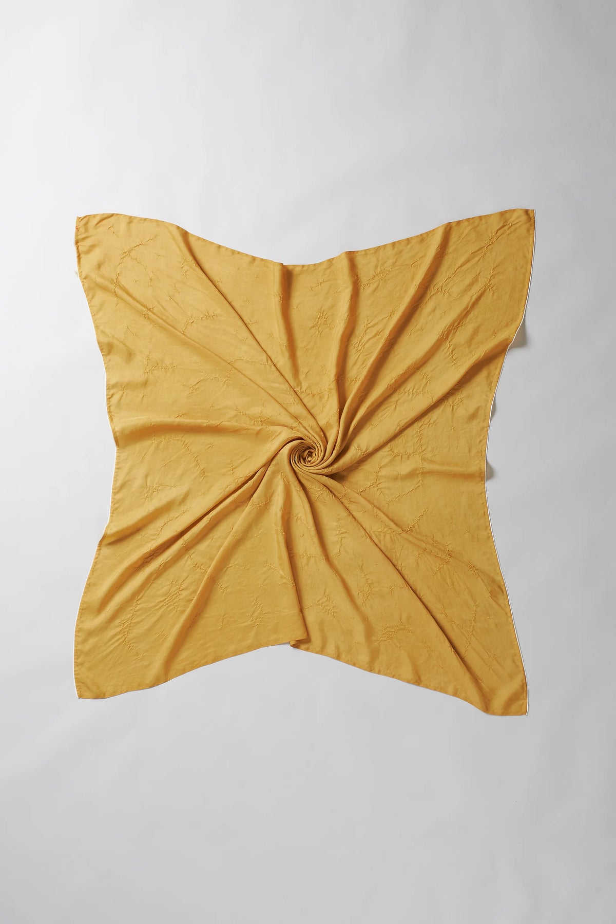 Ochre Yellow Silk With Bandhani Scarf