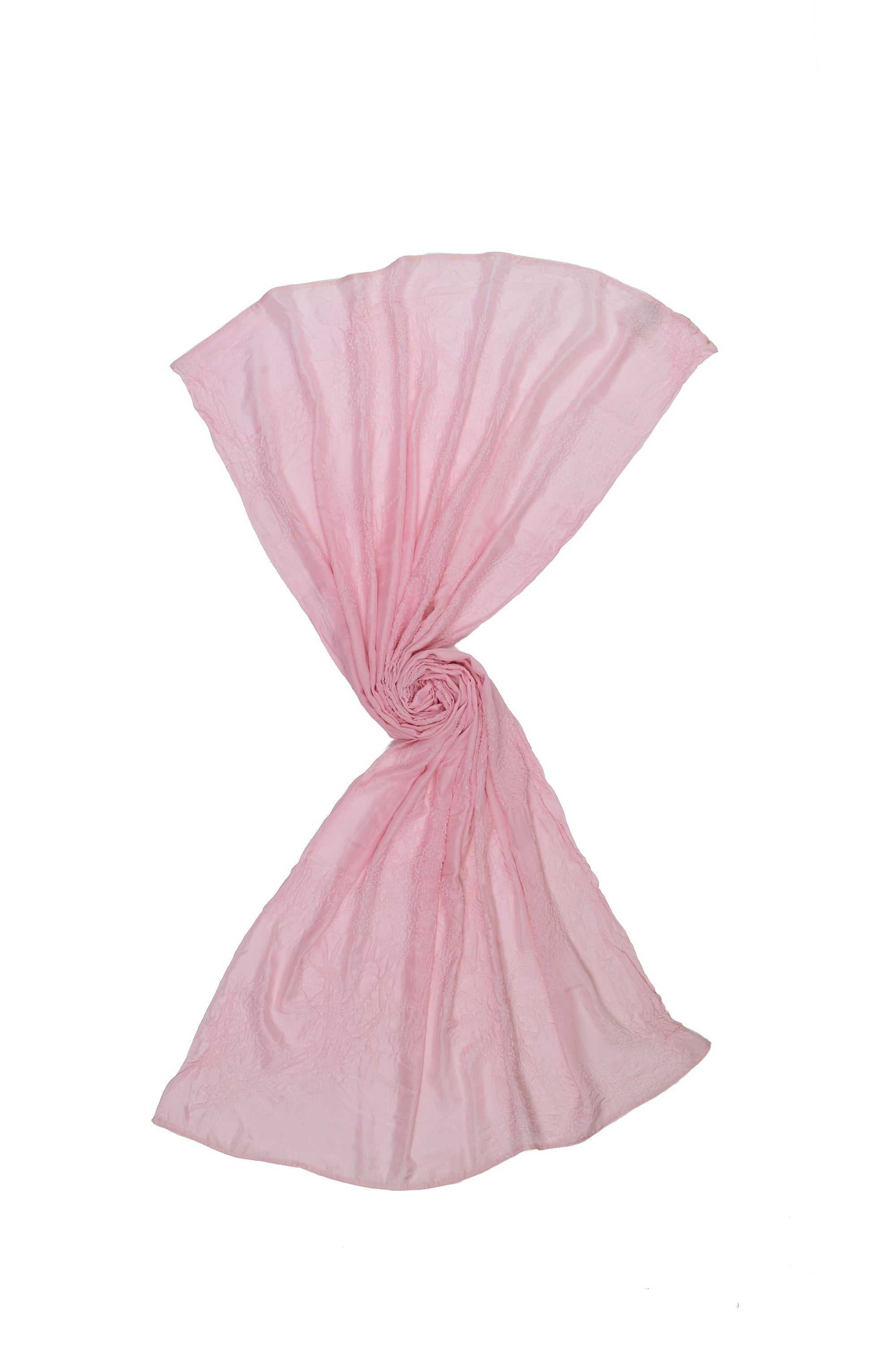 LIGHT PINK SILK WITH BANDHANI SHAWL