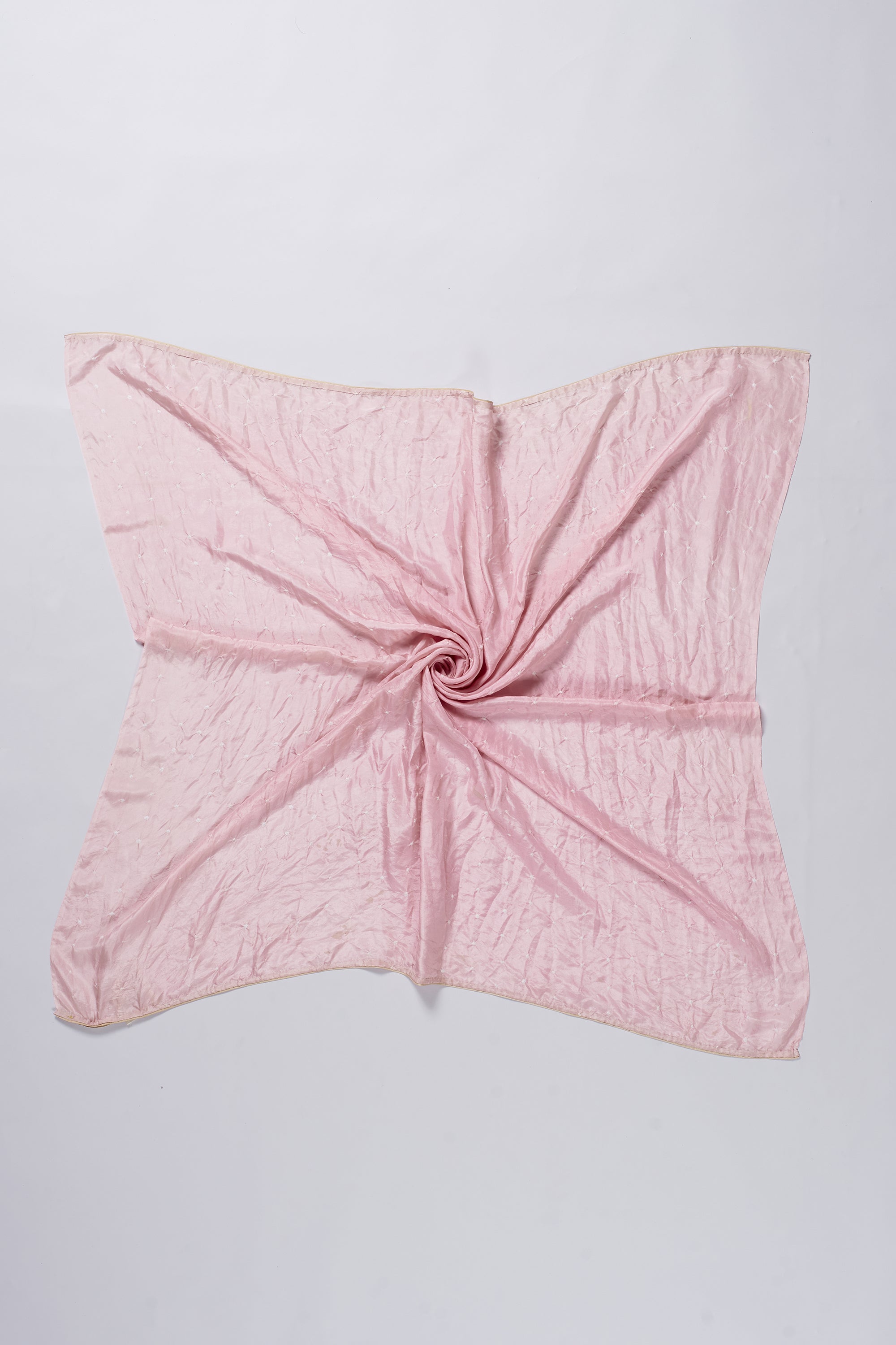 LIGHT PINK SILK WITH BANDHANI SCARF