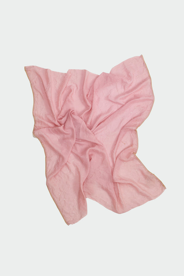 LIGHT PINK SILK WITH BANDHANI SCARF