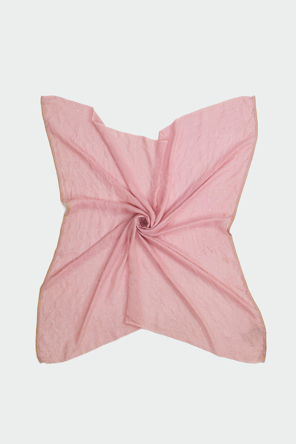 LIGHT PINK SILK WITH BANDHANI SCARF