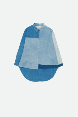 PATCHWORK SHIRT IN SHADES OF INDIGO