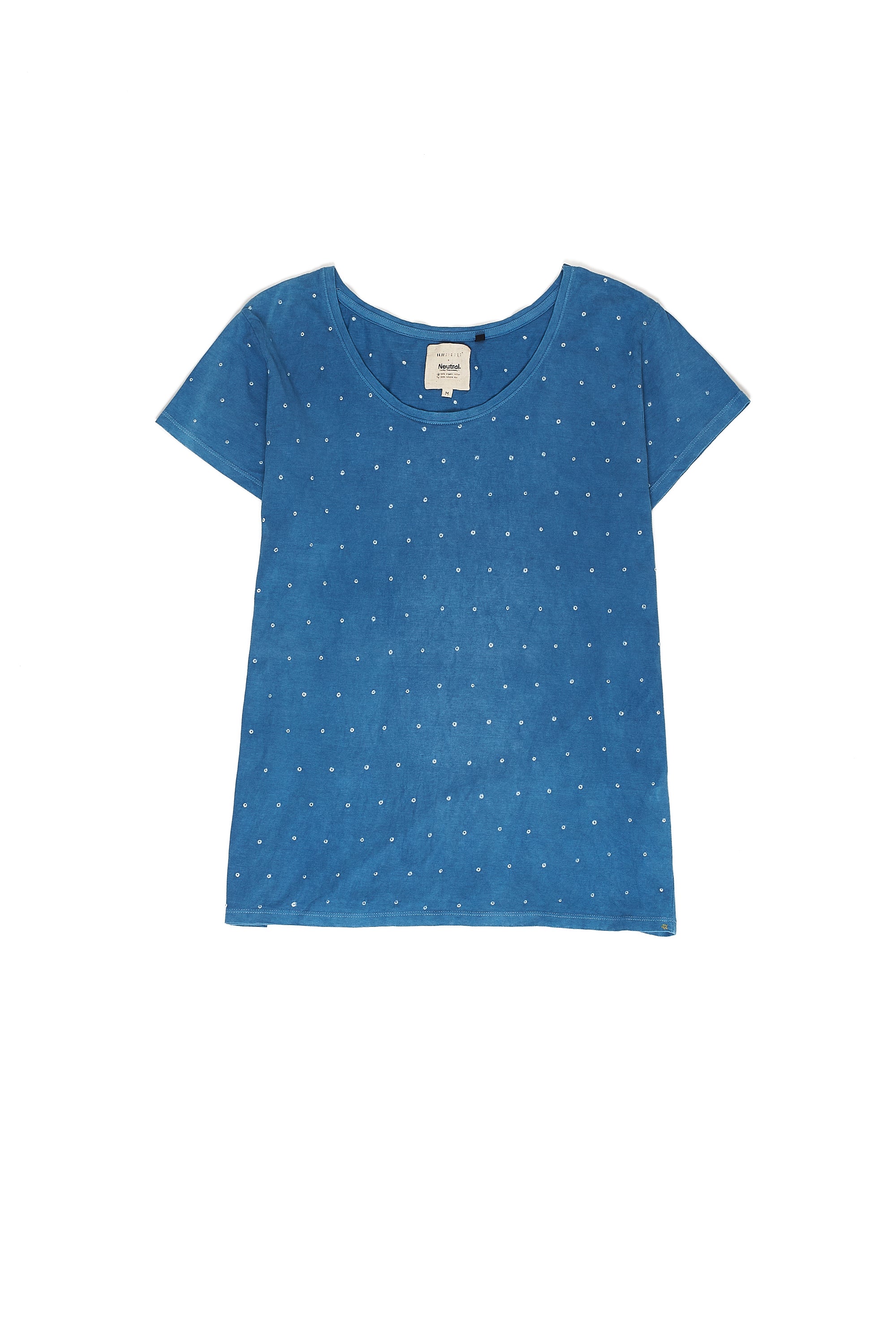 LIGHT INDIGO COTTON WITH BANDHANI T-SHIRT