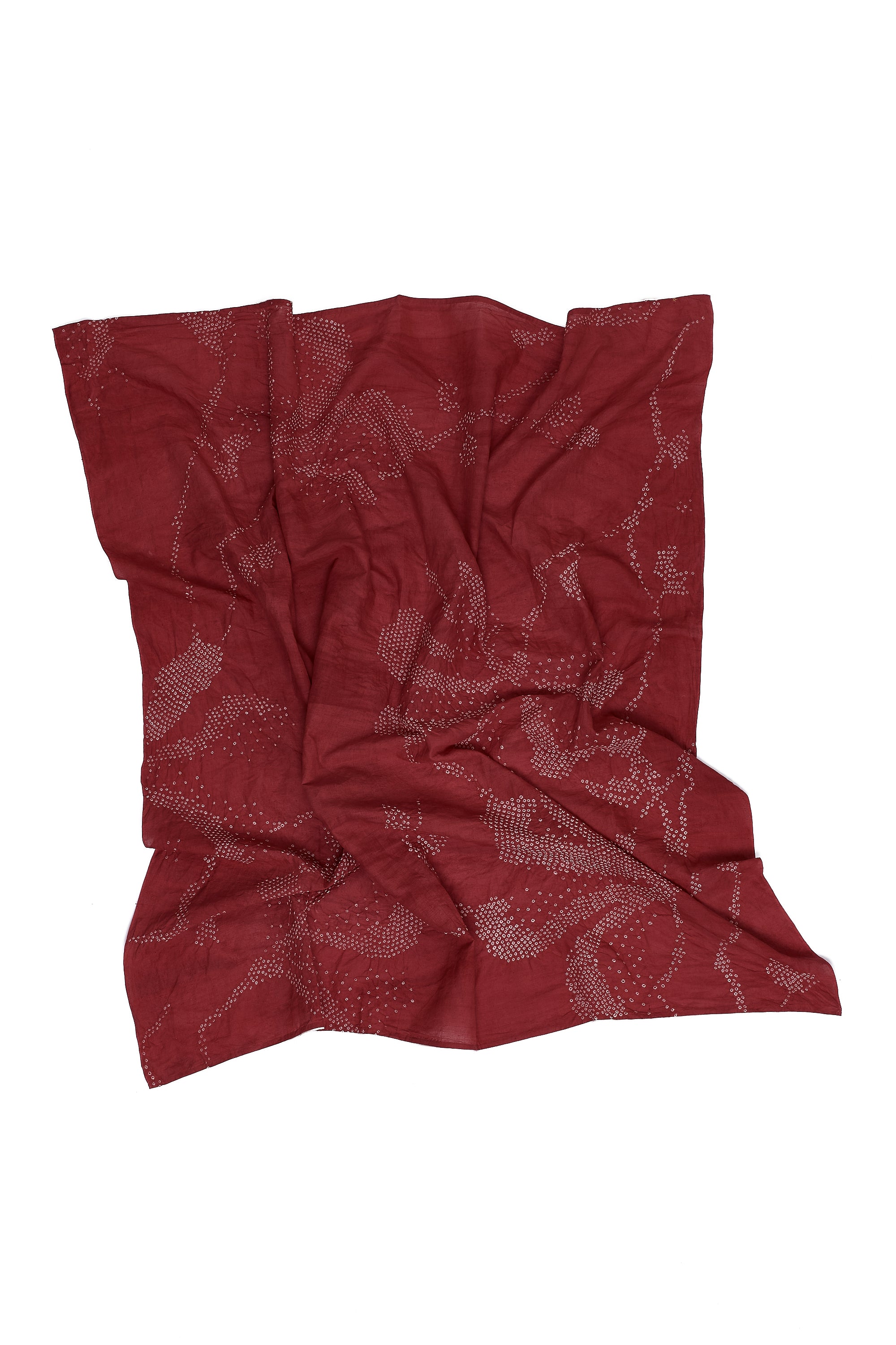 RED SQUARE SCARF WITH BANDHANI