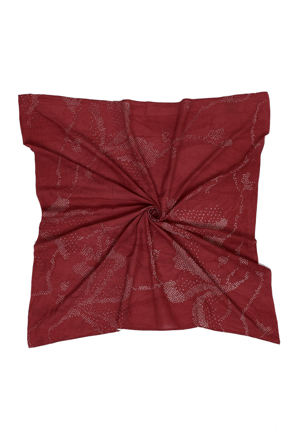 RED SQUARE SCARF WITH BANDHANI