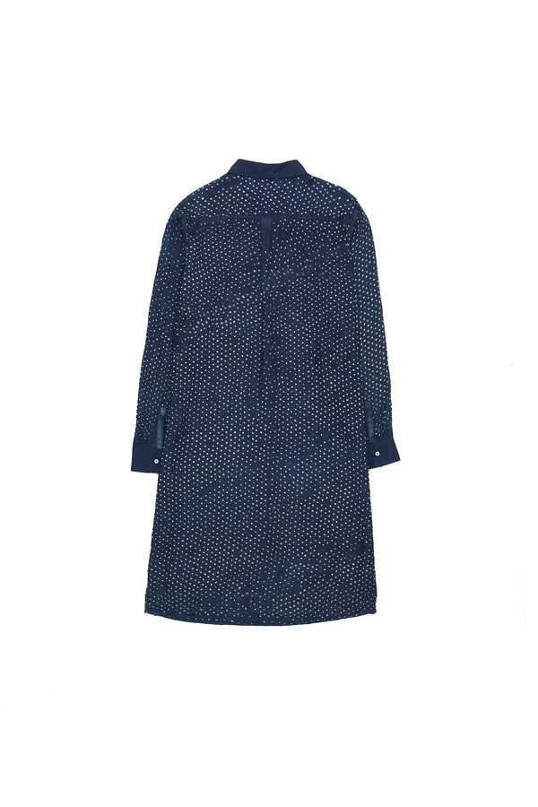 INDIGO RELAXED-FIT SILK BANDHANI SHIRT